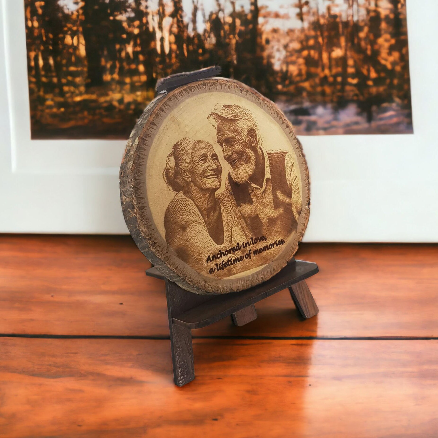 Ahşap Dilim Üzerine Özel Kazınmış Fotoğraf 