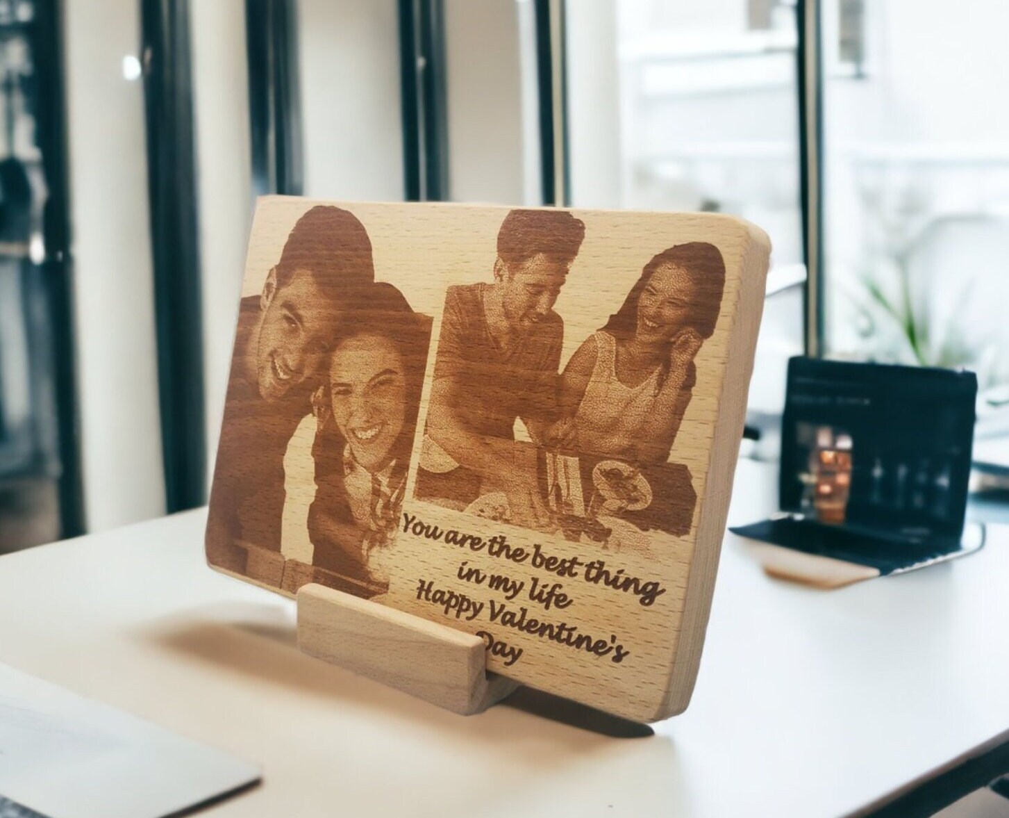 Engraved Wood Photo Gift for Valentine’s Day