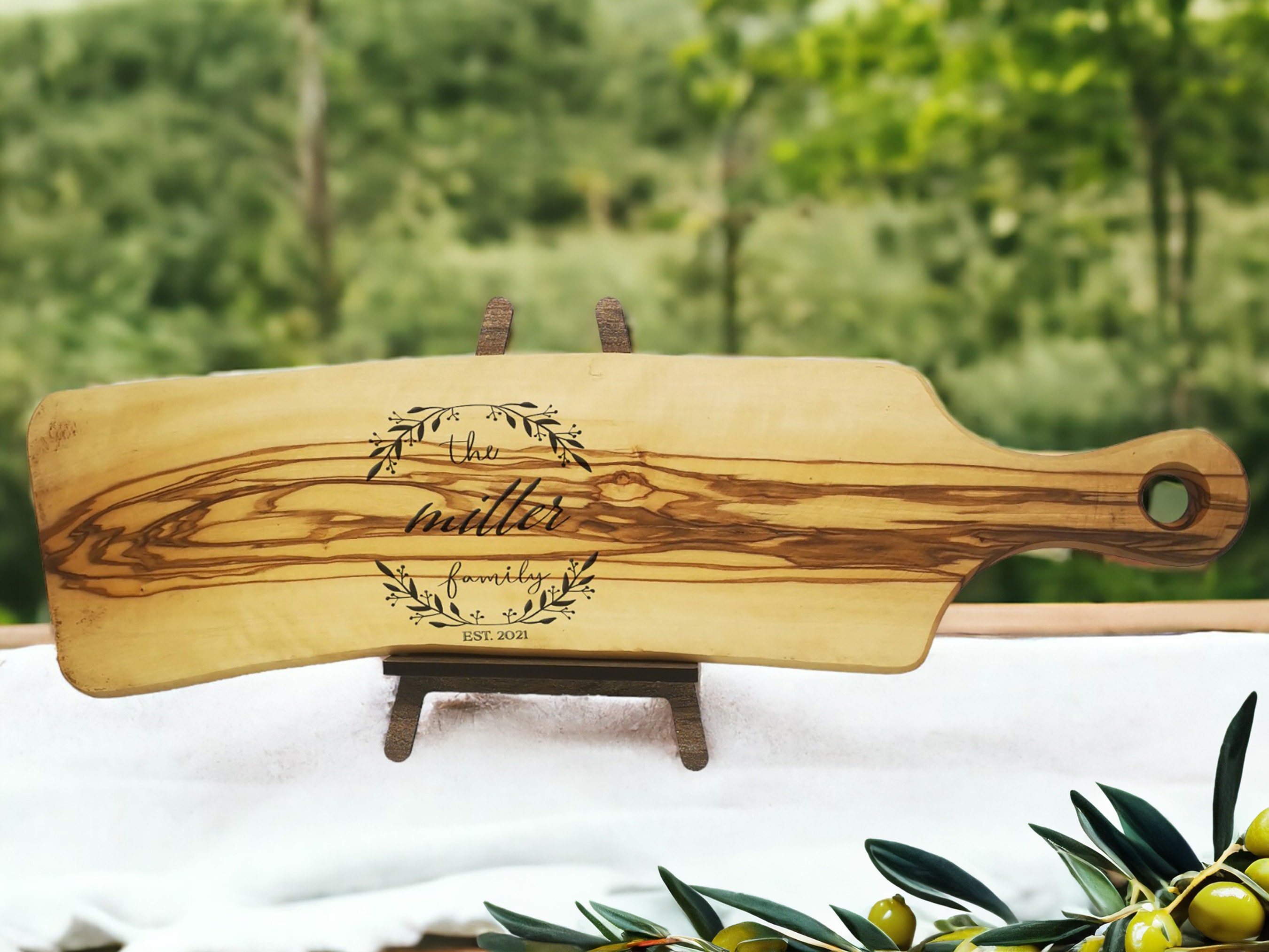 Customized Engraved Olive Wood Cheese Board