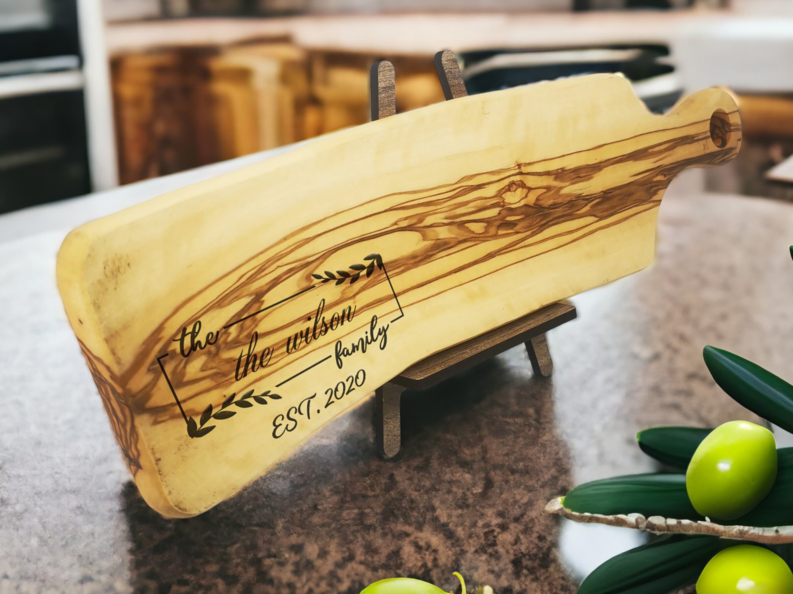 Customized Engraved Olive Wood Cheese Board