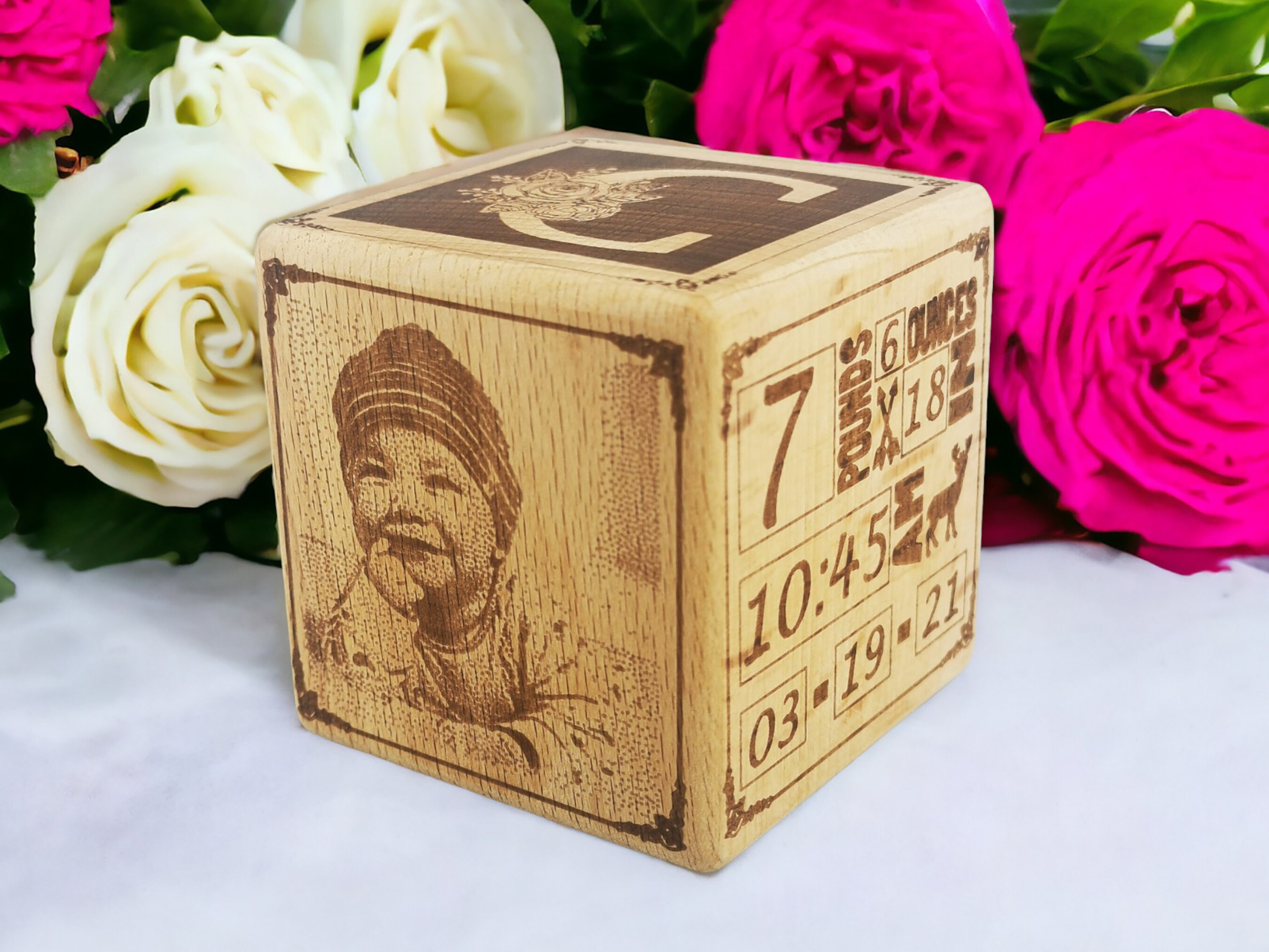 Personalized Baby Wooden Memory Cube