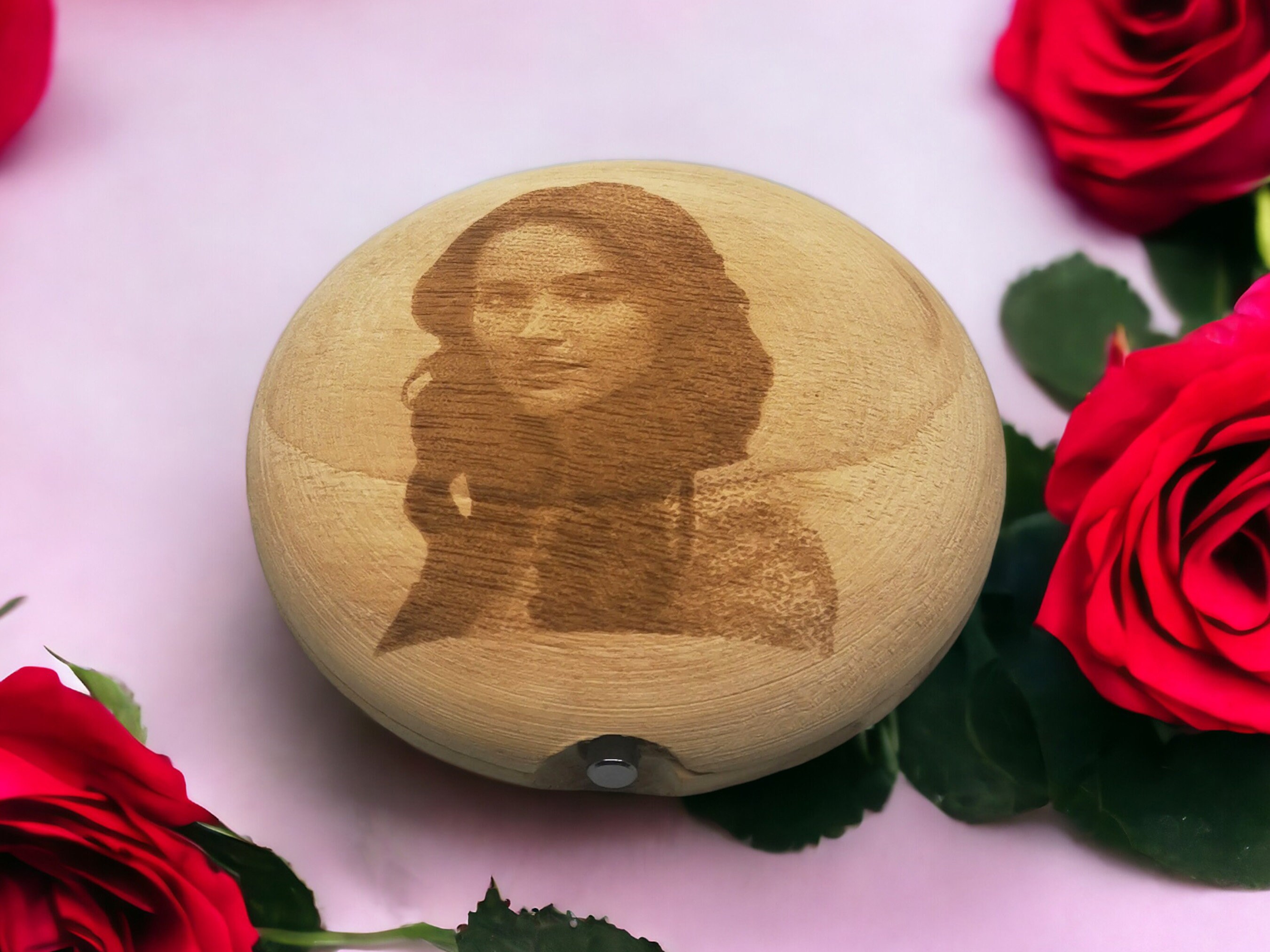 Personalized Hand-Carved Walnut Pocket Mirror 