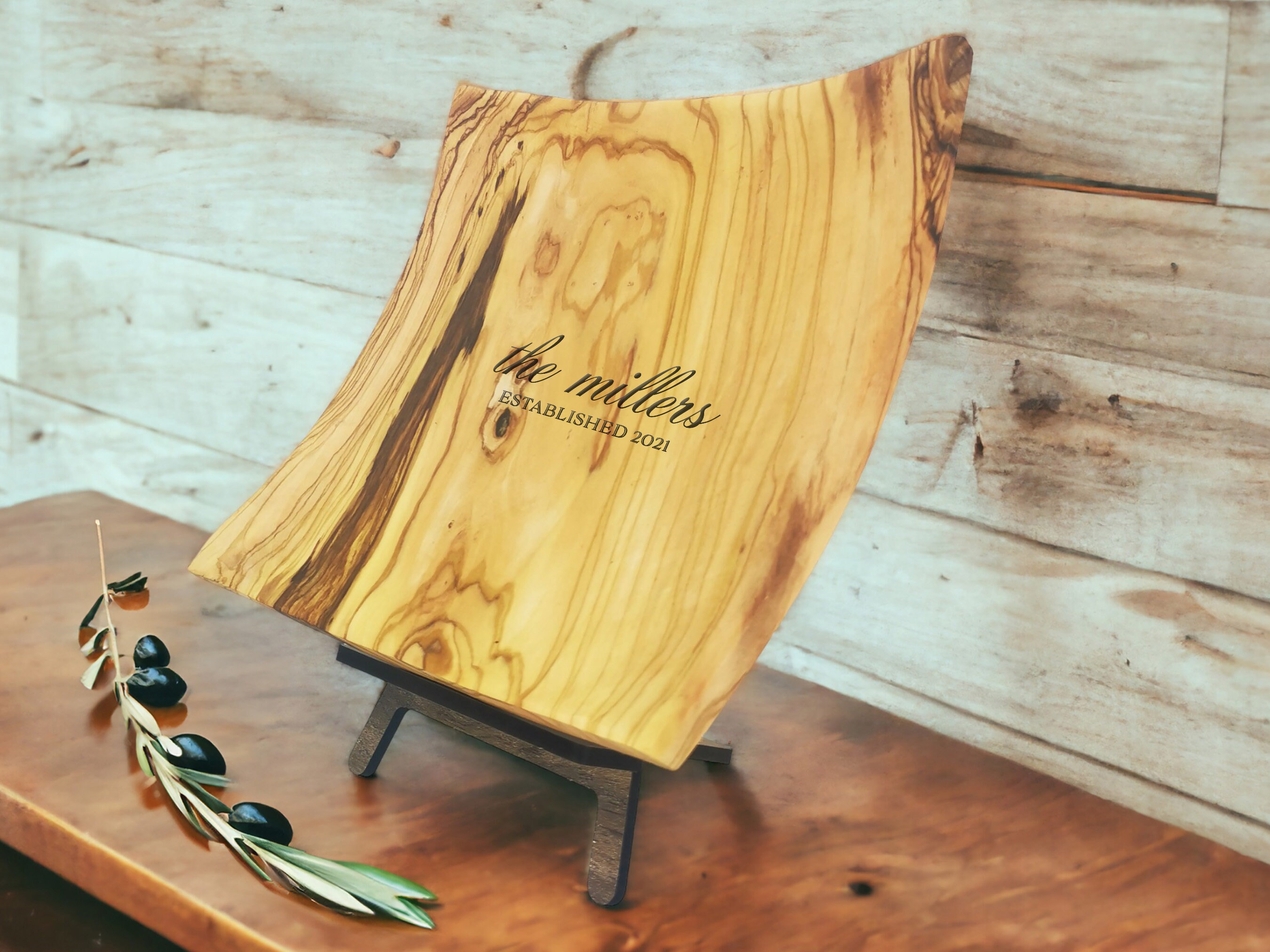 Personalized Hand Carved Olive Wood Square Plates 