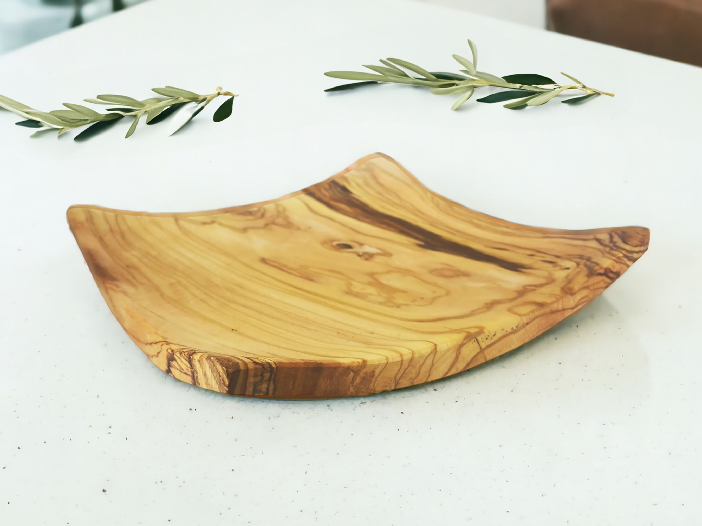 Personalized Hand Carved Olive Wood Square Plates 