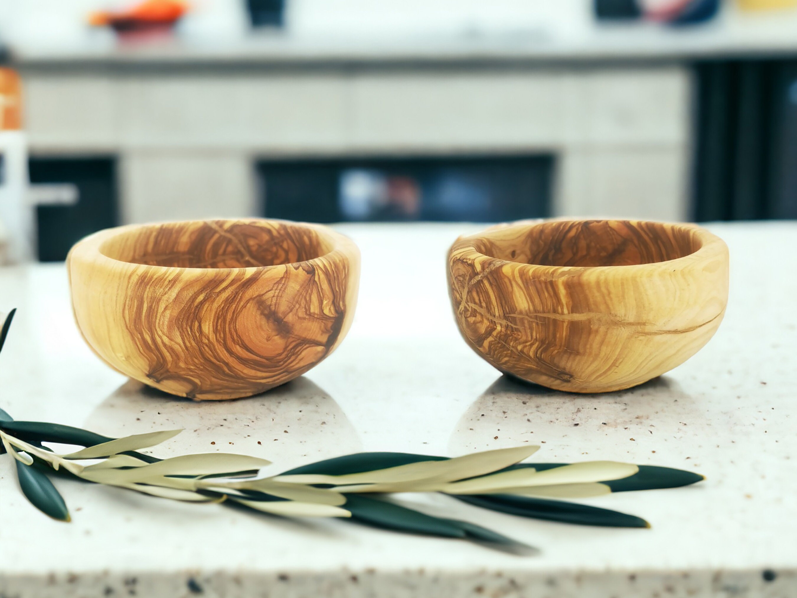 Personalized Olive Wood Snack Cereal Bowl 