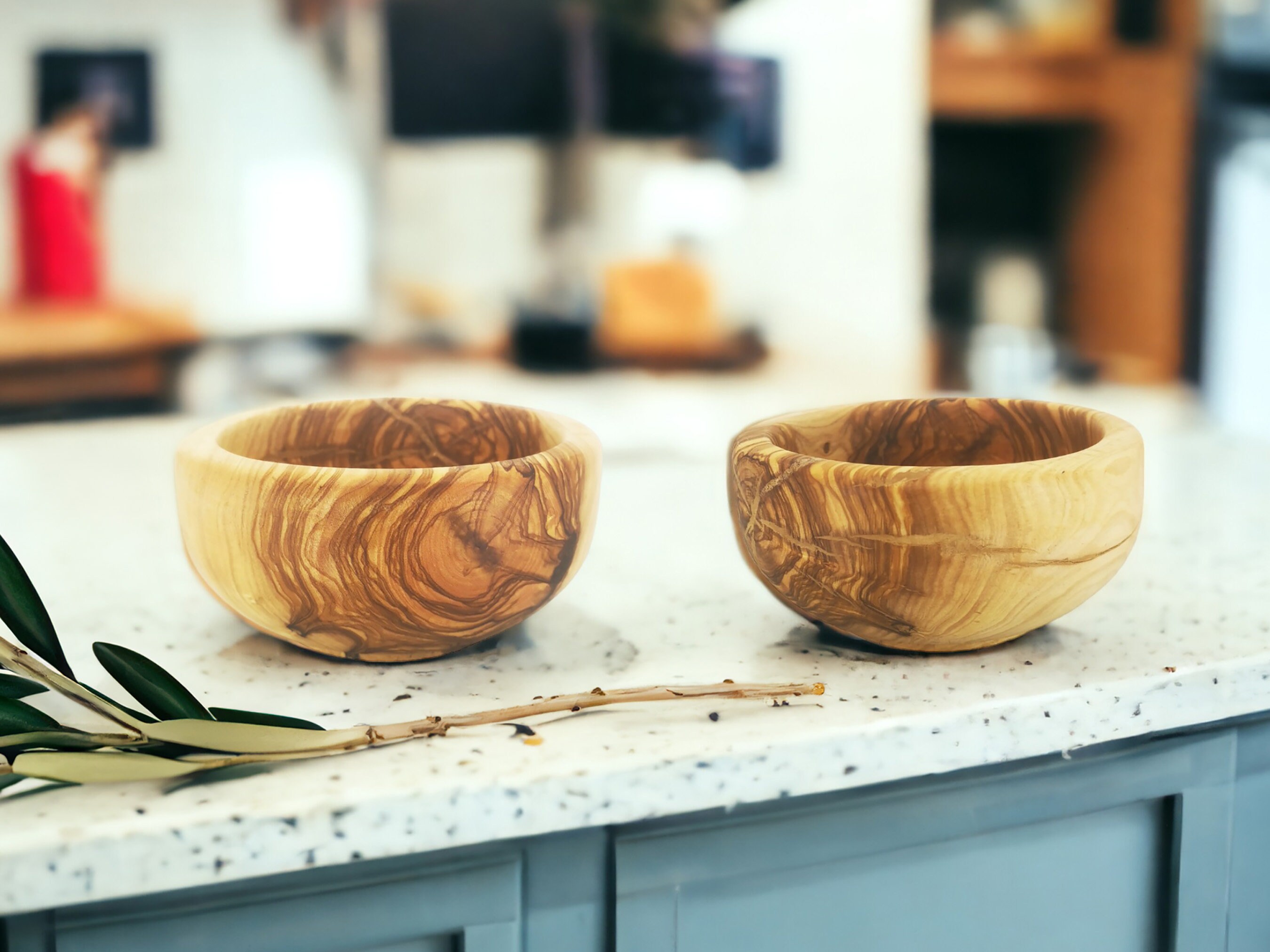 Personalized Olive Wood Snack Cereal Bowl 