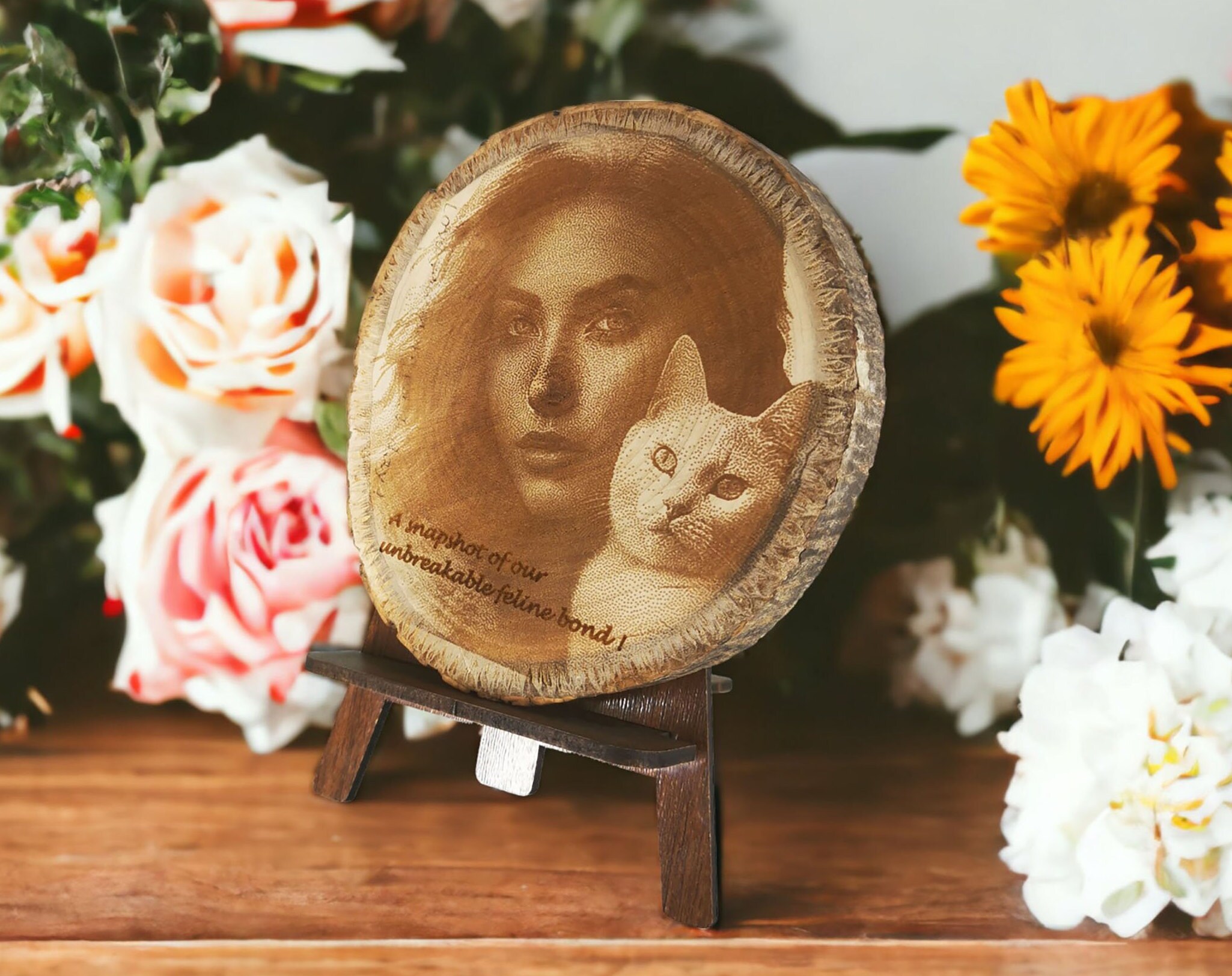 Personalized Engraved Wooden Photo Slice 