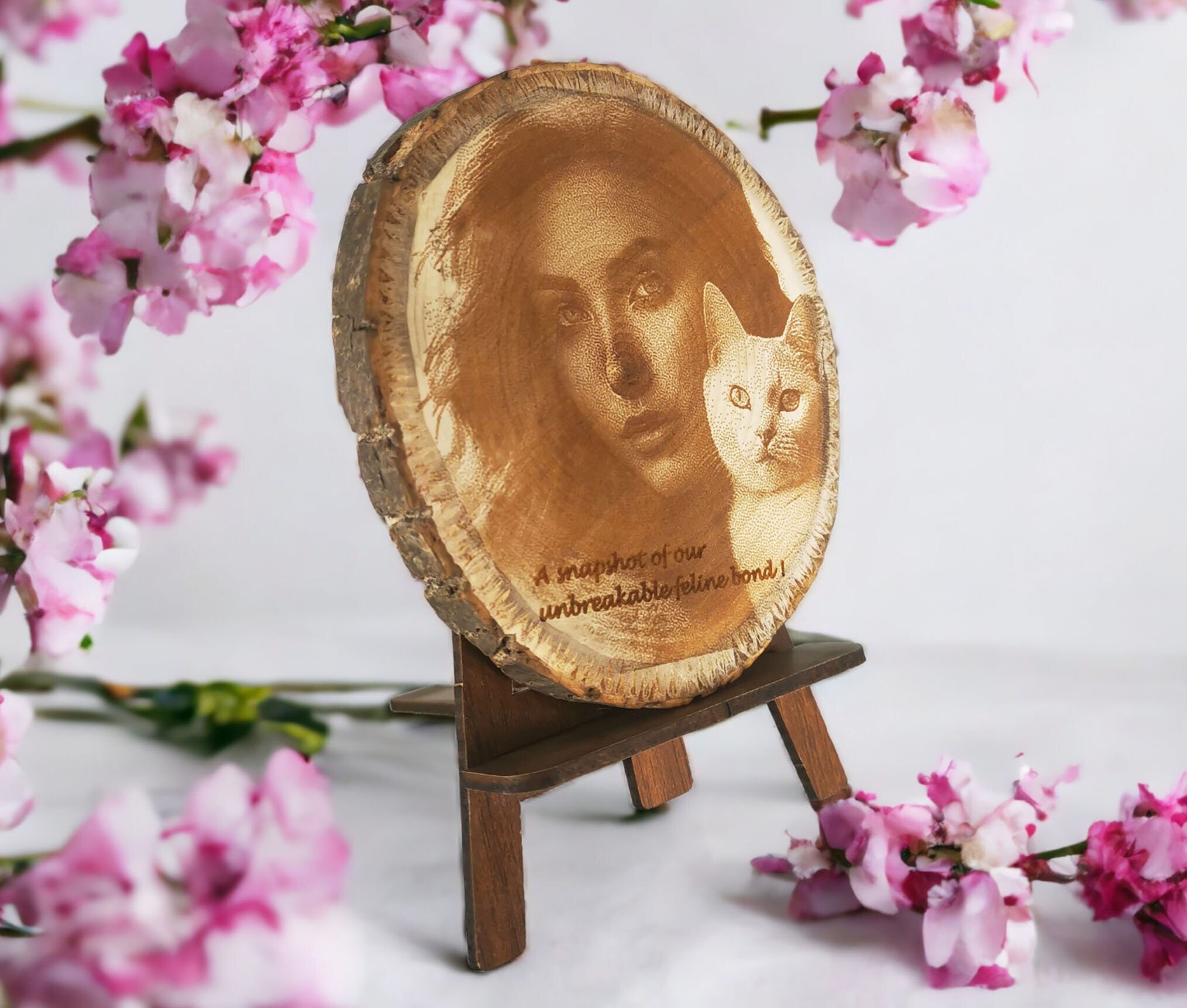 Personalized Engraved Wooden Photo Slice 