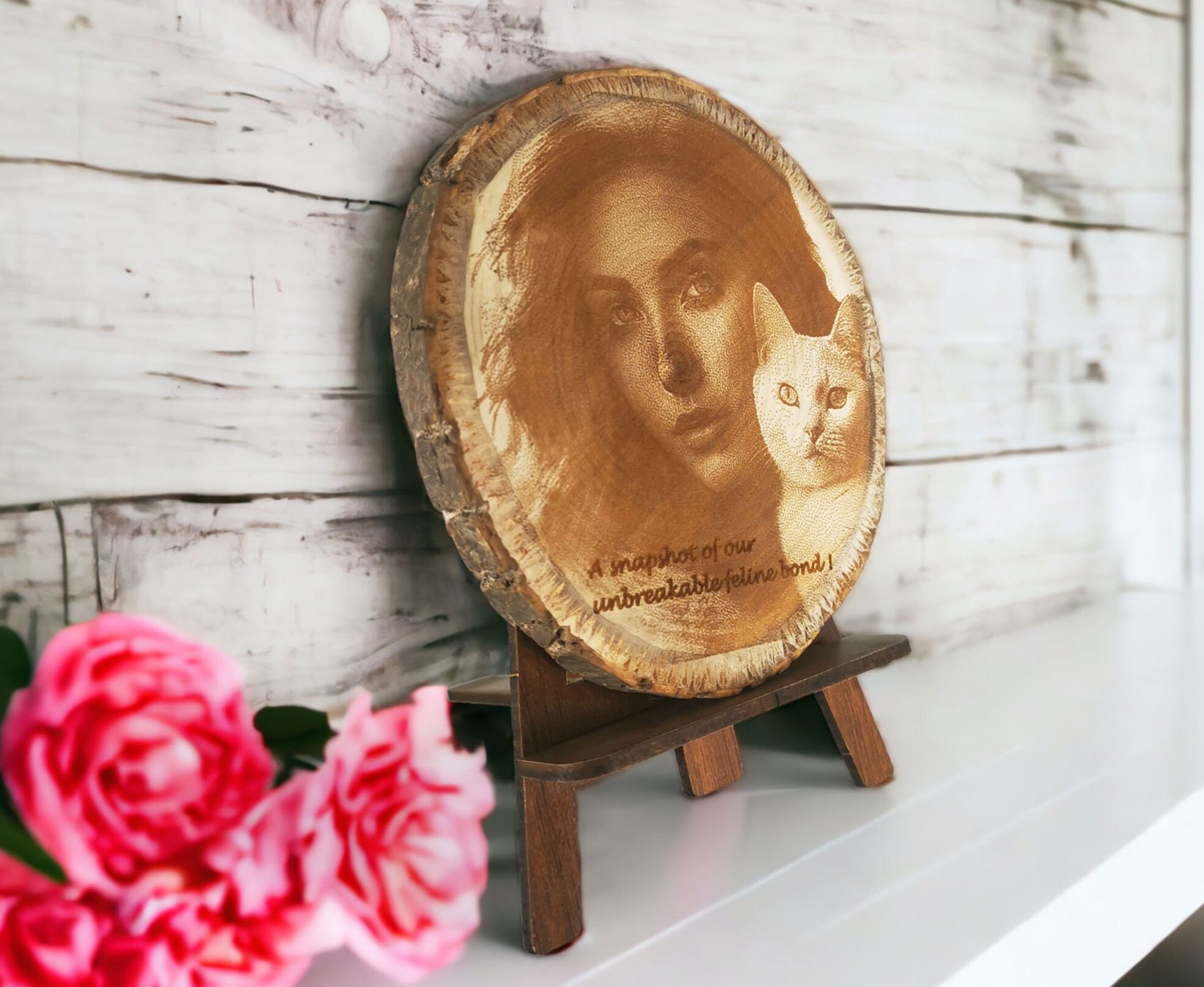 Personalized Engraved Wooden Photo Slice 