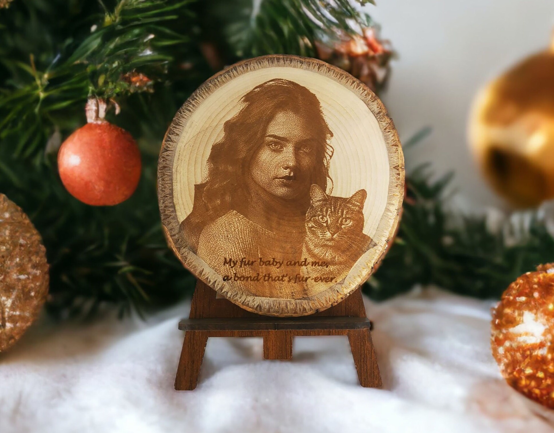 Ahşap Dilim Kütük Fotoğraf Kazıması