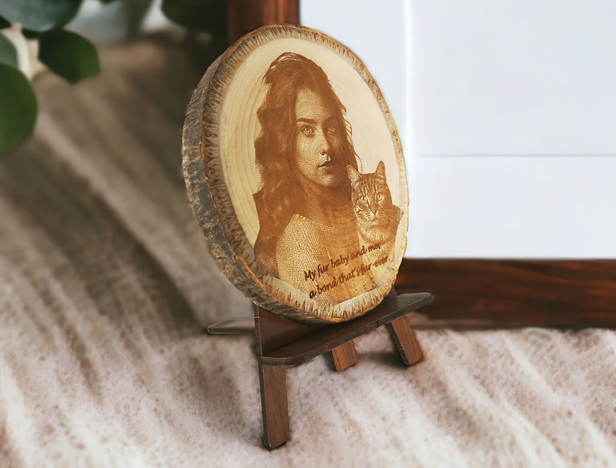 Ahşap Dilim Kütük Fotoğraf Kazıması