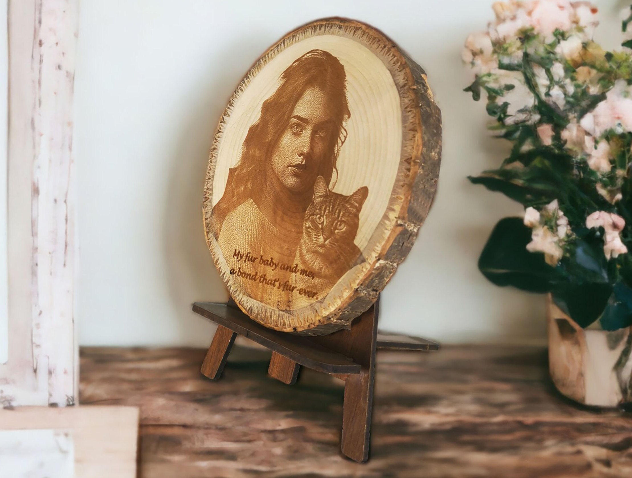 Ahşap Dilim Kütük Fotoğraf Kazıması
