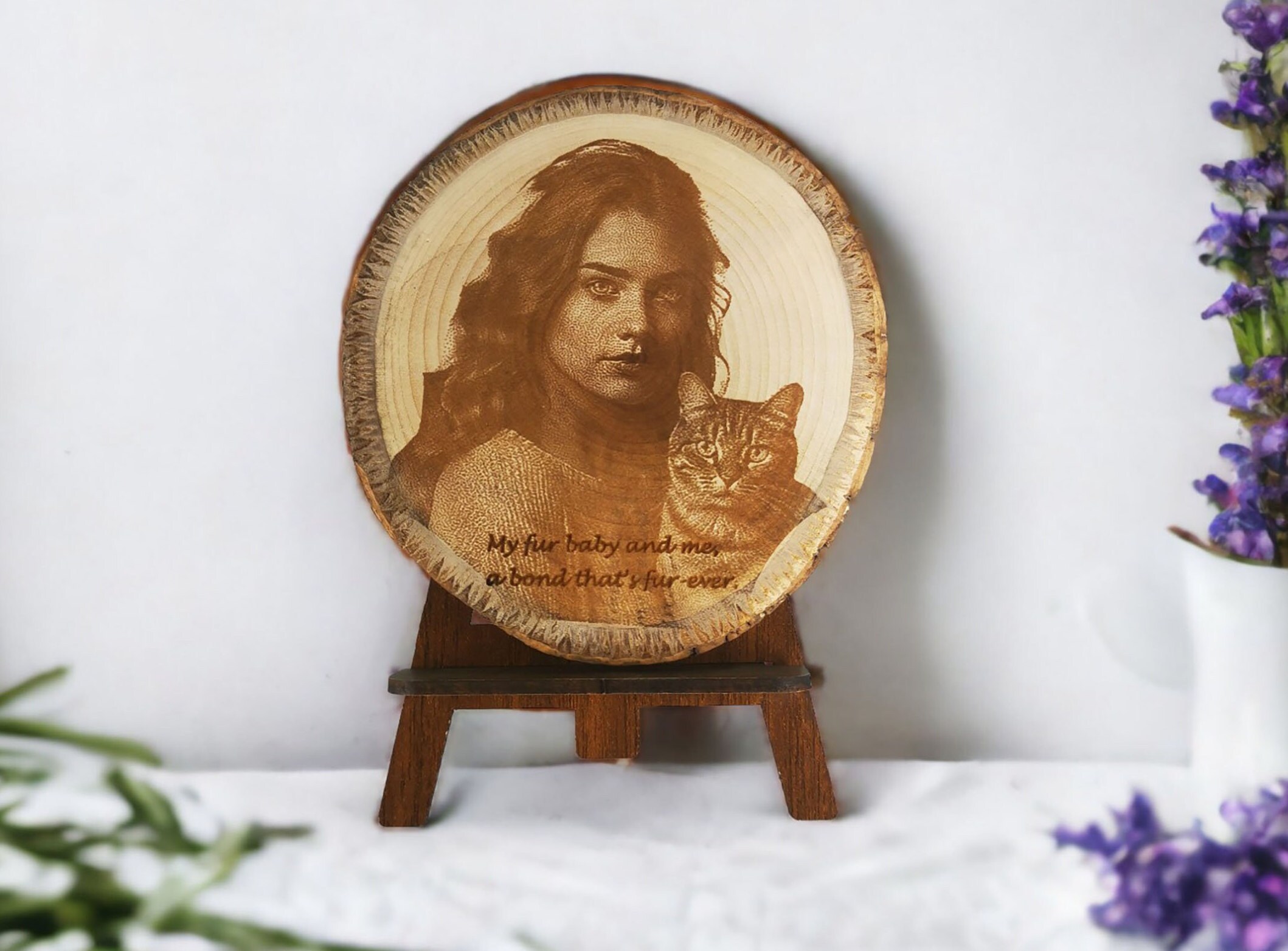 Ahşap Dilim Kütük Fotoğraf Kazıması