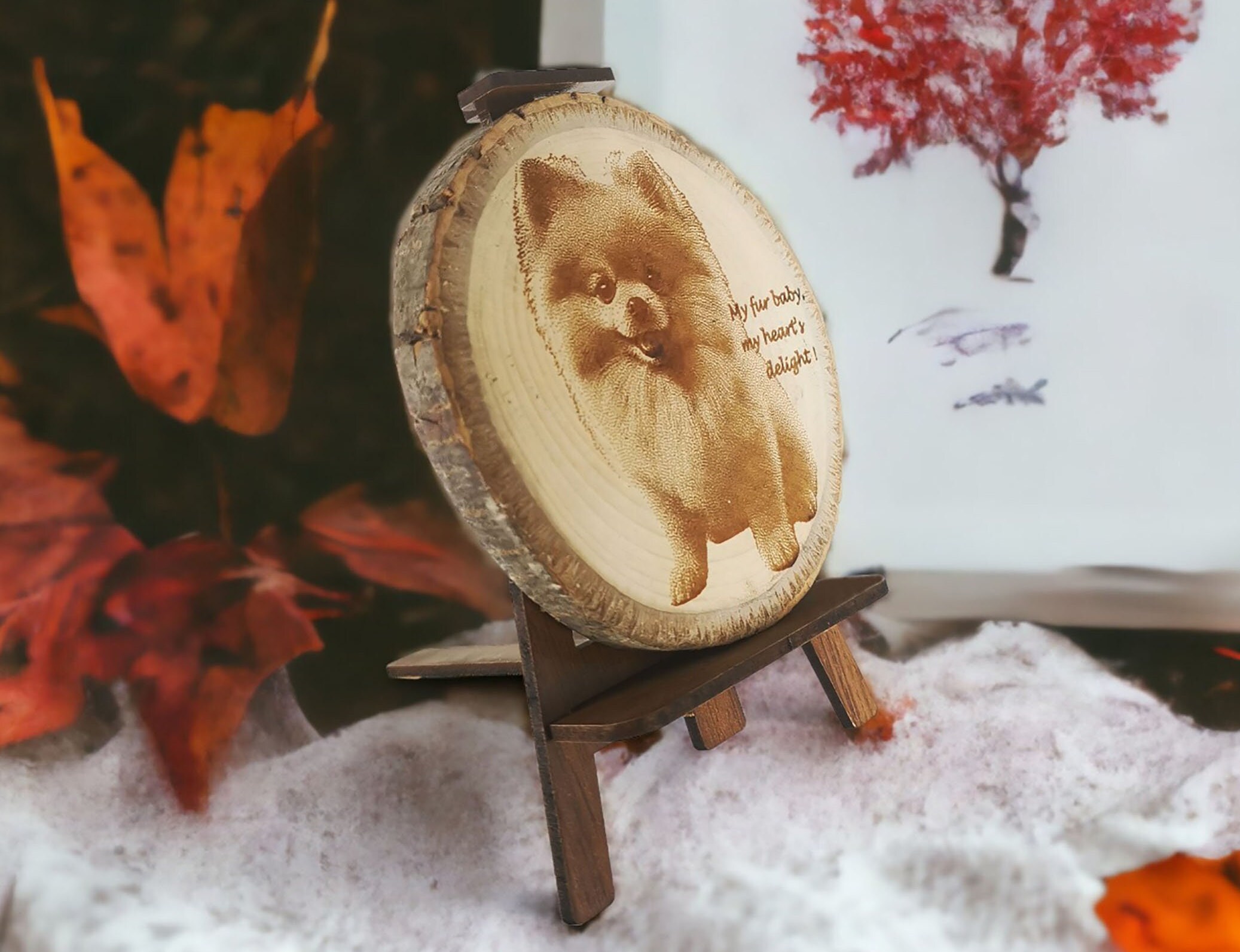 Kişiselleştirilmiş Ahşap Dilim Kütük Fotoğraf 