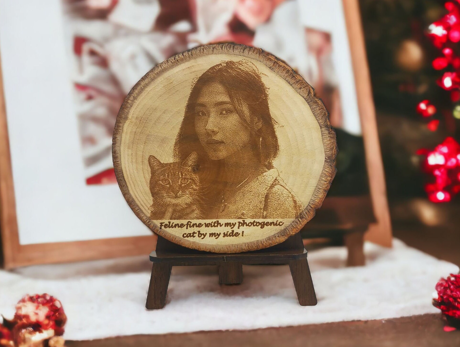 Ahşap Dilim Kütük Üzerine Fotoğraf 