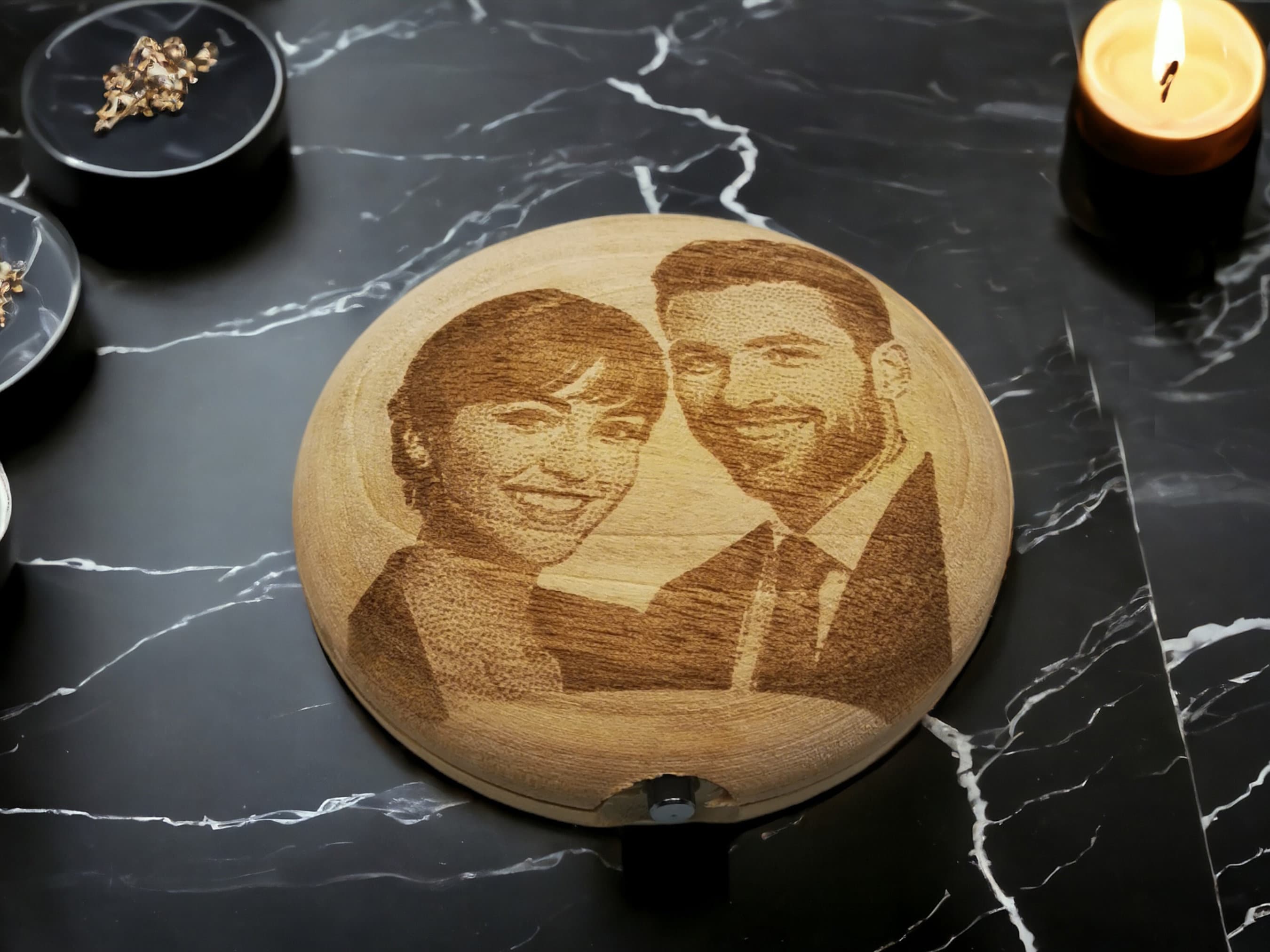Personalized Hand Carved Walnut Wood Pocket Mirror 