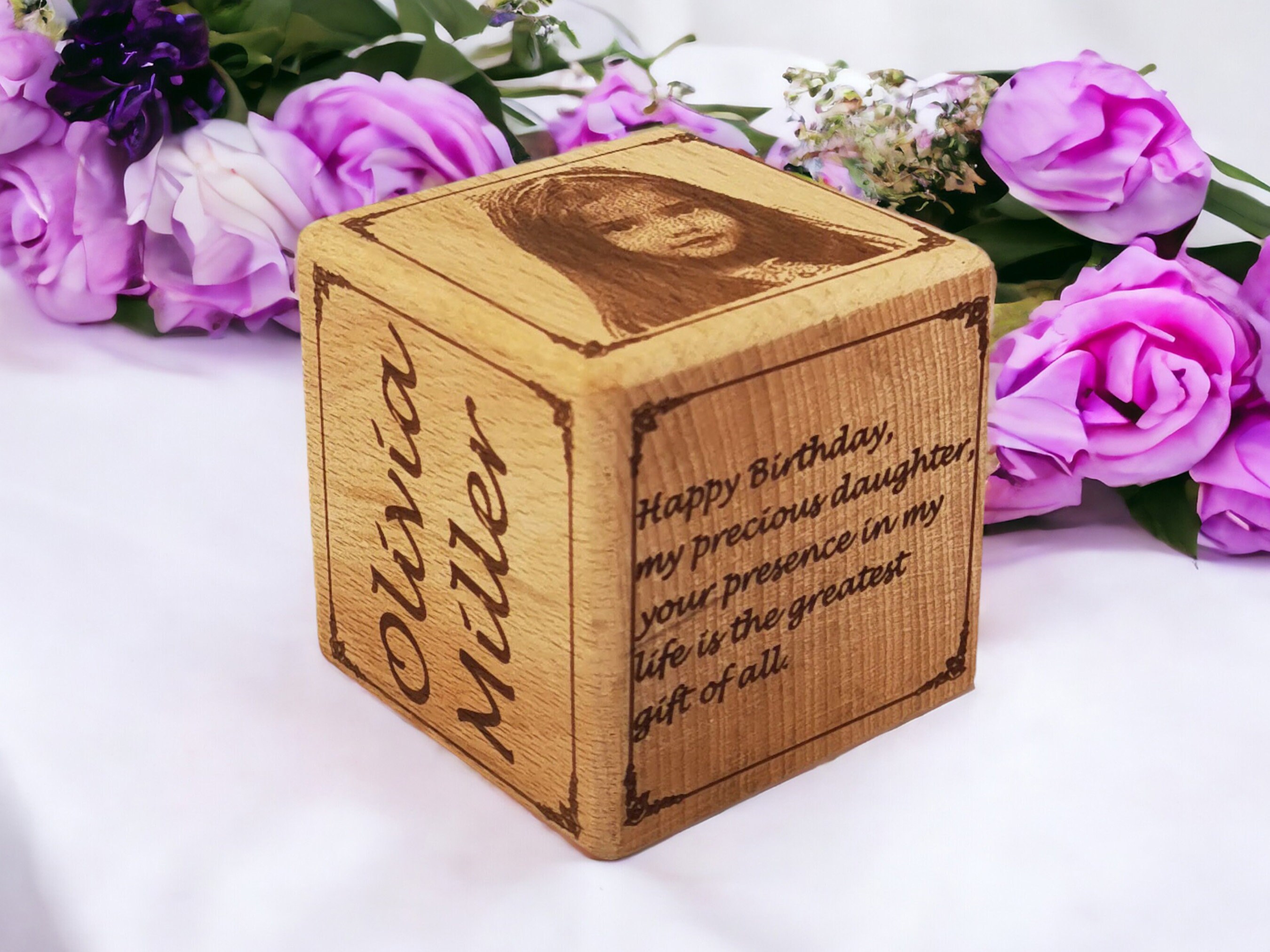 Custom Wooden Baby Block Gift with Photo 