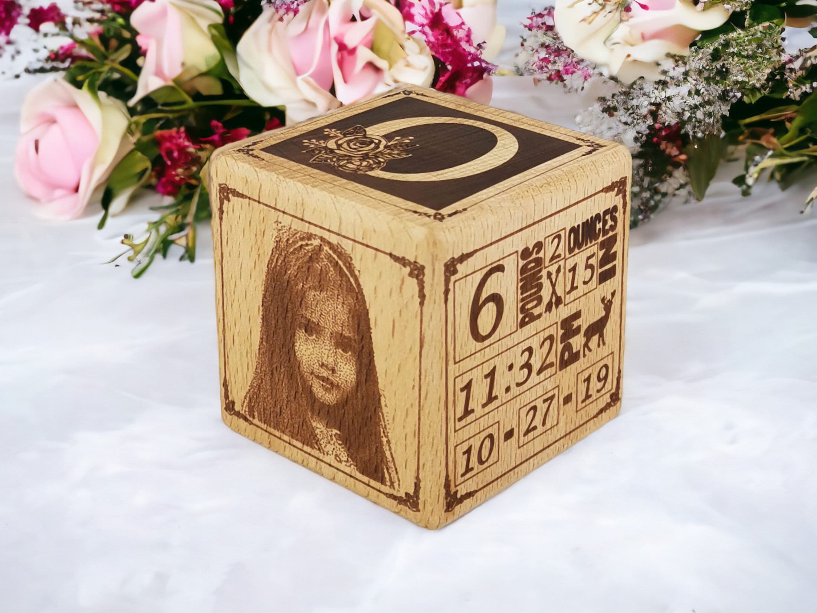 Custom Wooden Baby Block Gift with Photo 