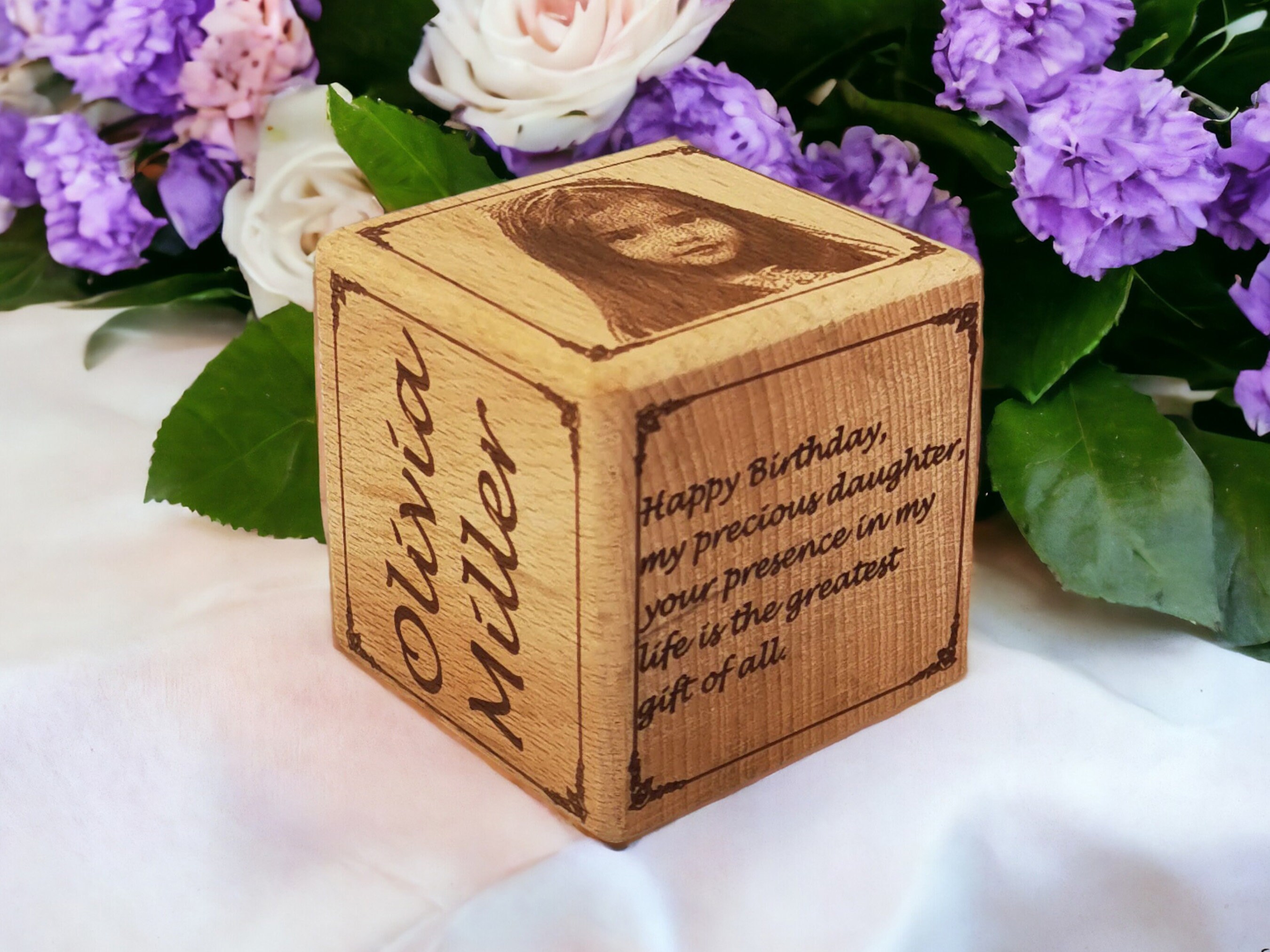 Custom Wooden Baby Block Gift with Photo 