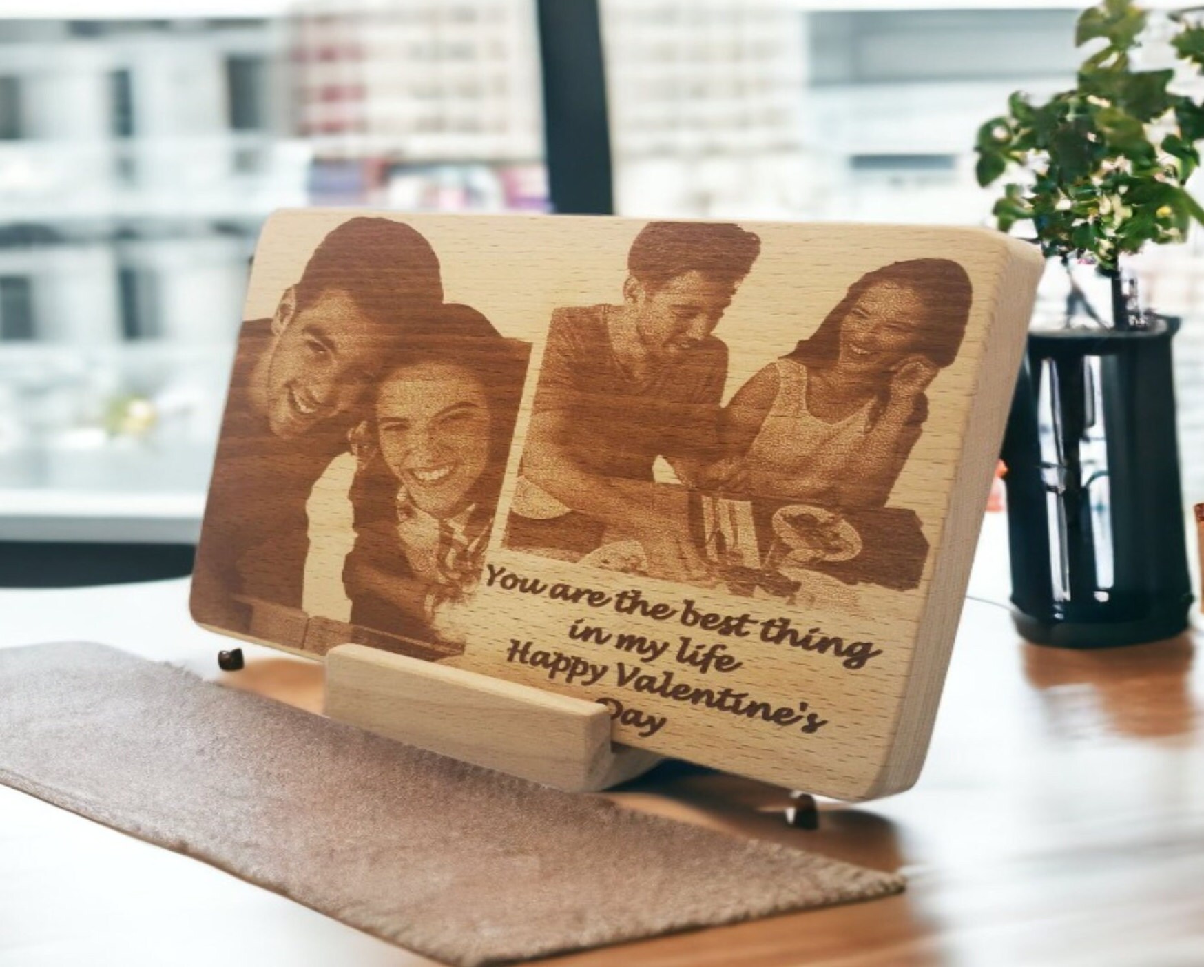 Engraved Wood Photo Gift for Valentine’s Day