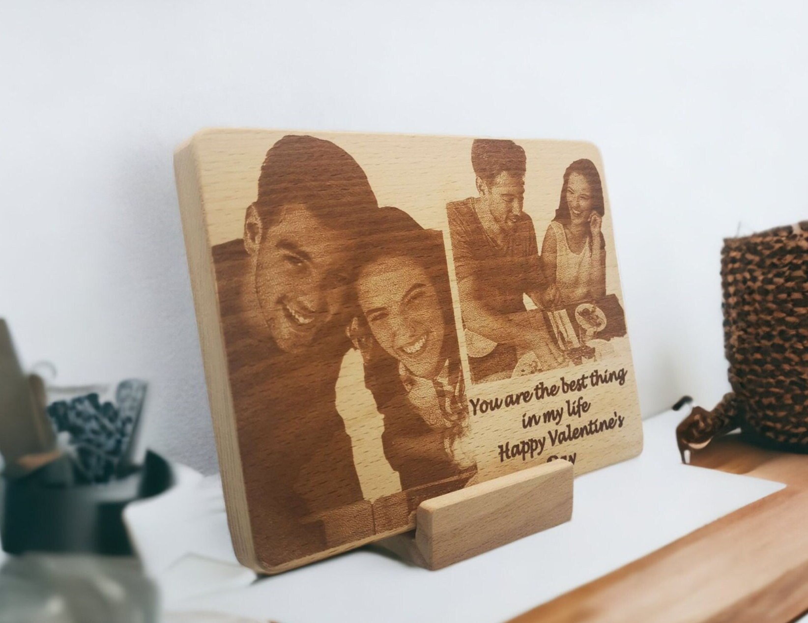 Engraved Wood Photo Gift for Valentine’s Day