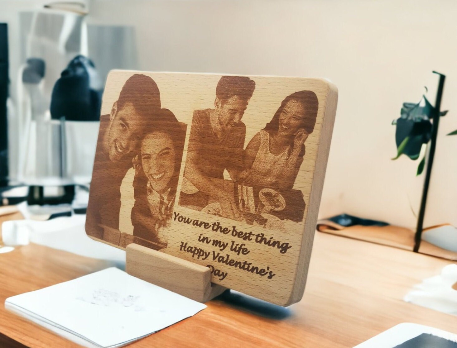 Engraved Wood Photo Gift for Valentine’s Day