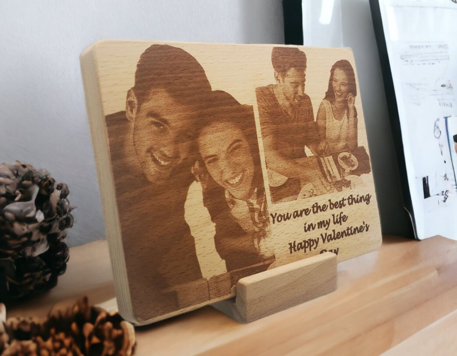 Engraved Wood Photo Gift for Valentine’s Day