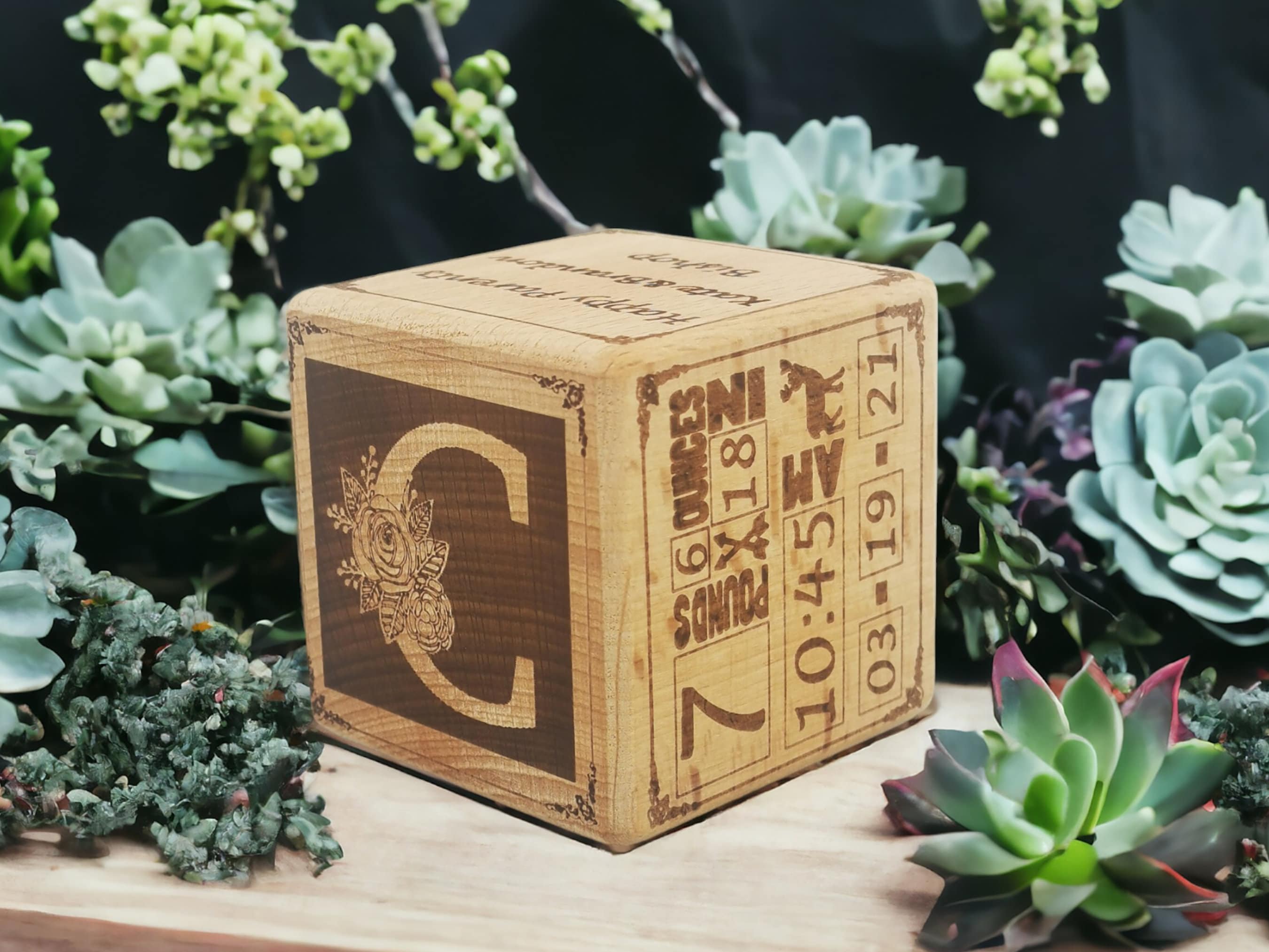 Personalized Baby Wooden Memory Cube