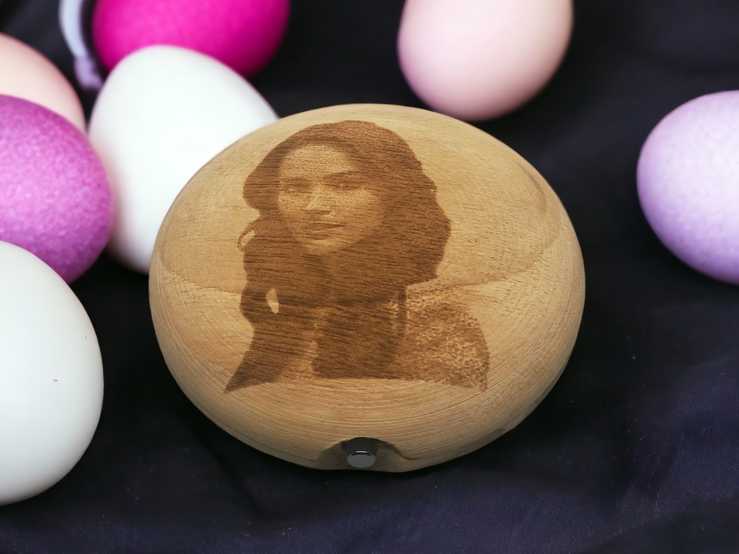 Personalized Hand-Carved Walnut Pocket Mirror 