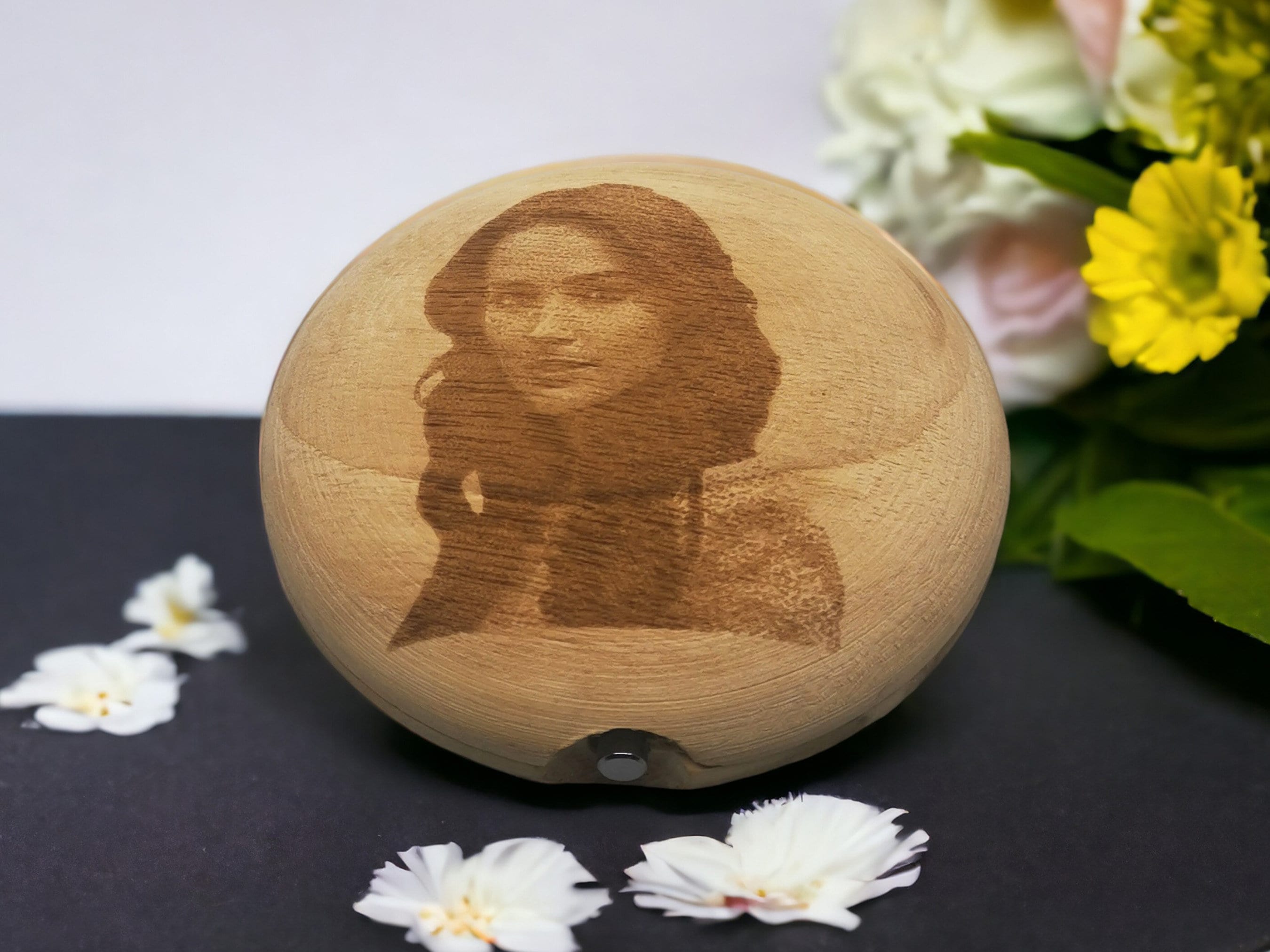 Personalized Hand-Carved Walnut Pocket Mirror 