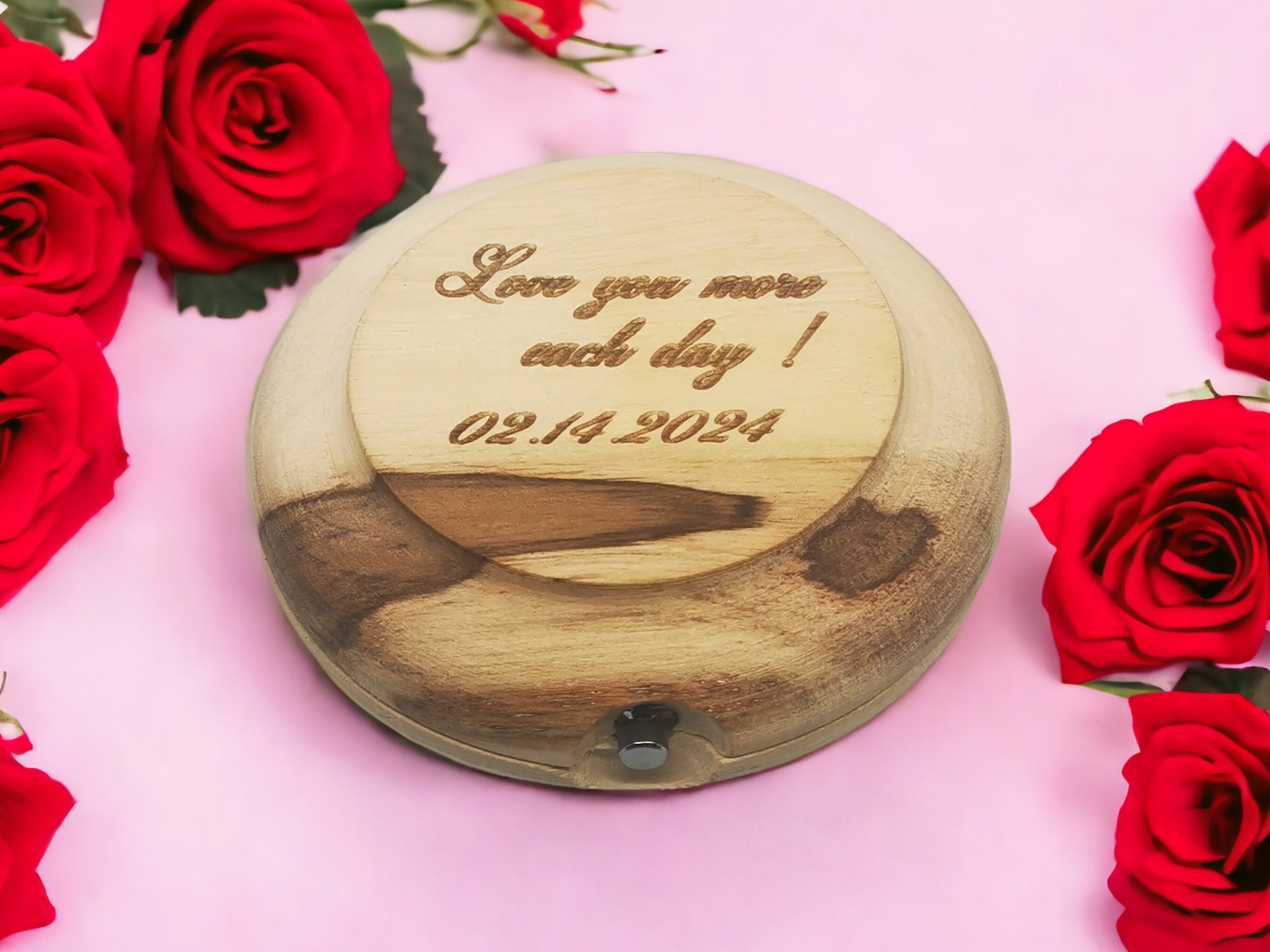 Personalized Hand-Carved Walnut Pocket Mirror 