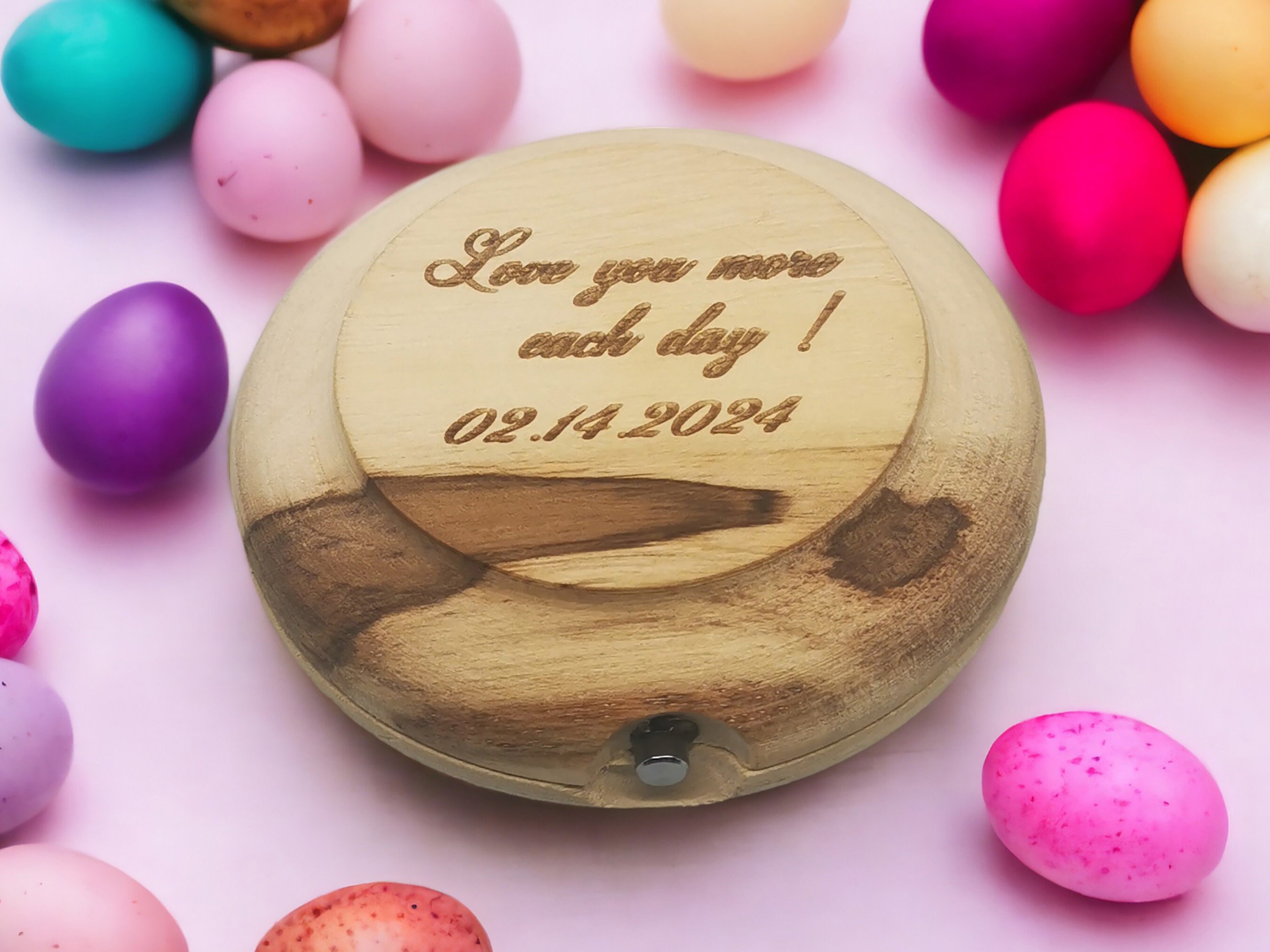 Personalized Hand-Carved Walnut Pocket Mirror 