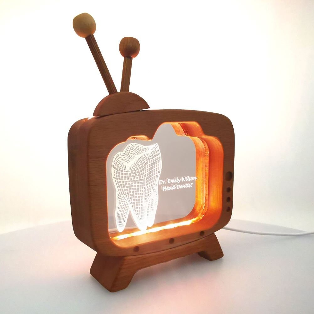 Personalizable 3d Led Desk Lamp Looking Nameplate For Dentist