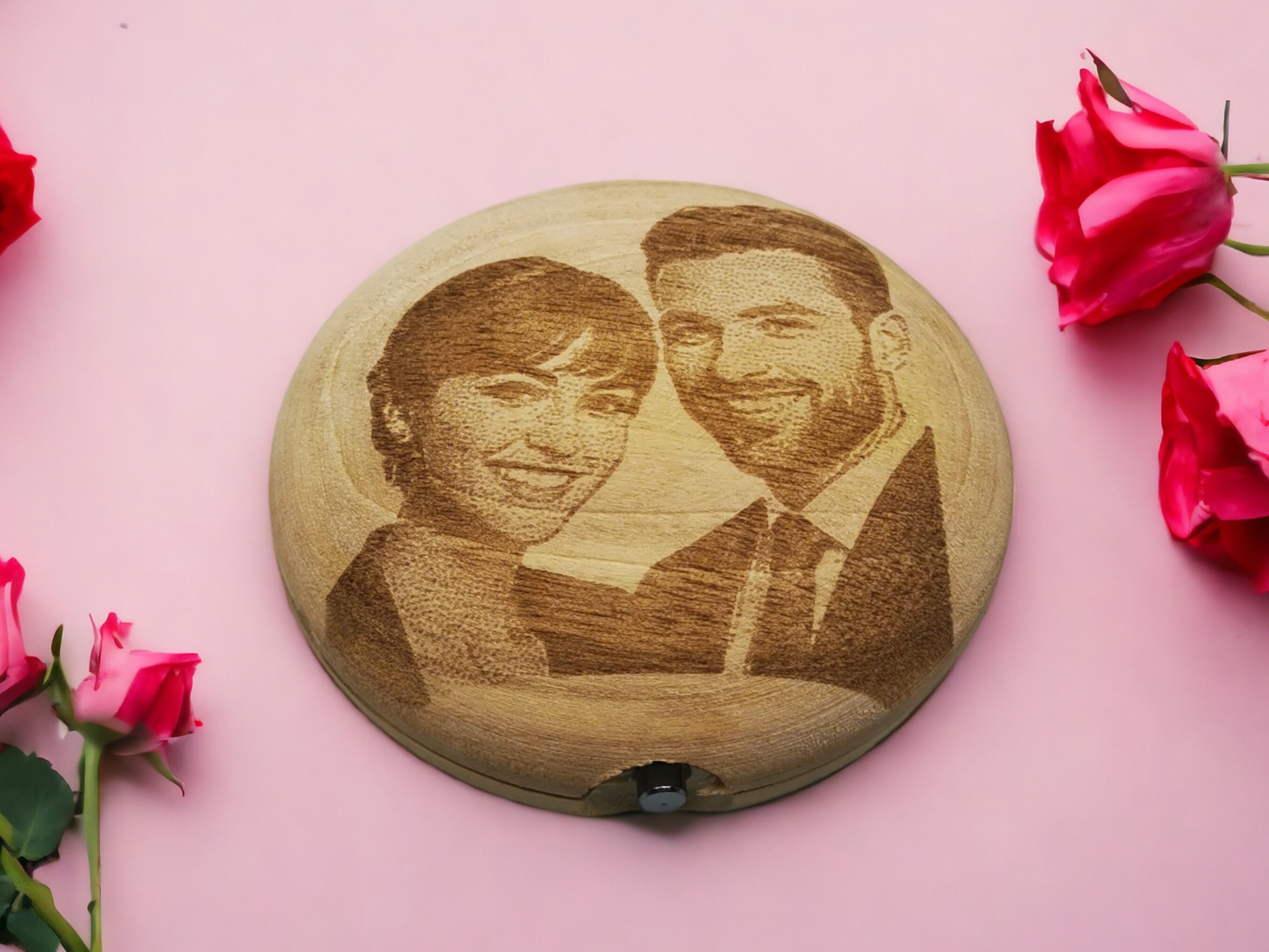 Personalized Hand Carved Walnut Wood Pocket Mirror 