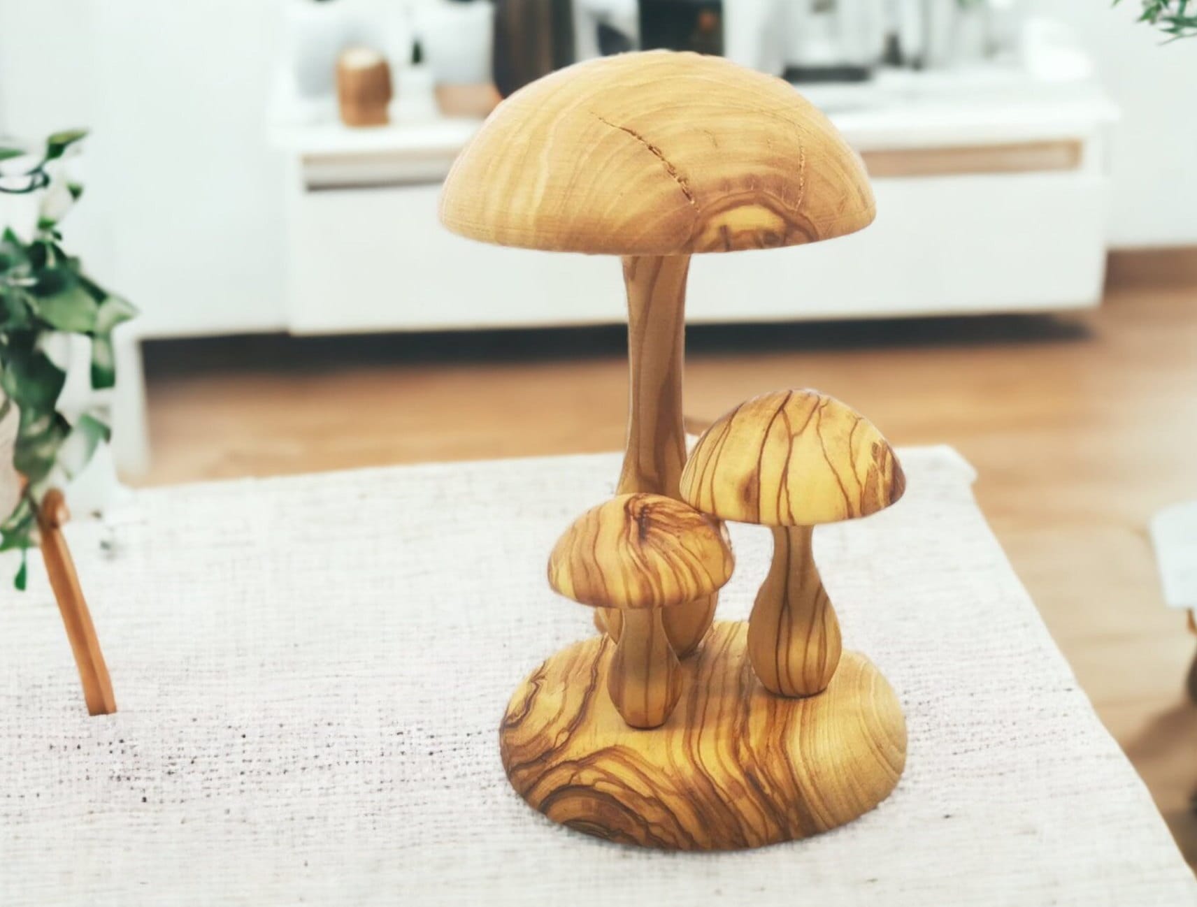 Olive Wood Mushroom Hand Carved Decor Table Decoration