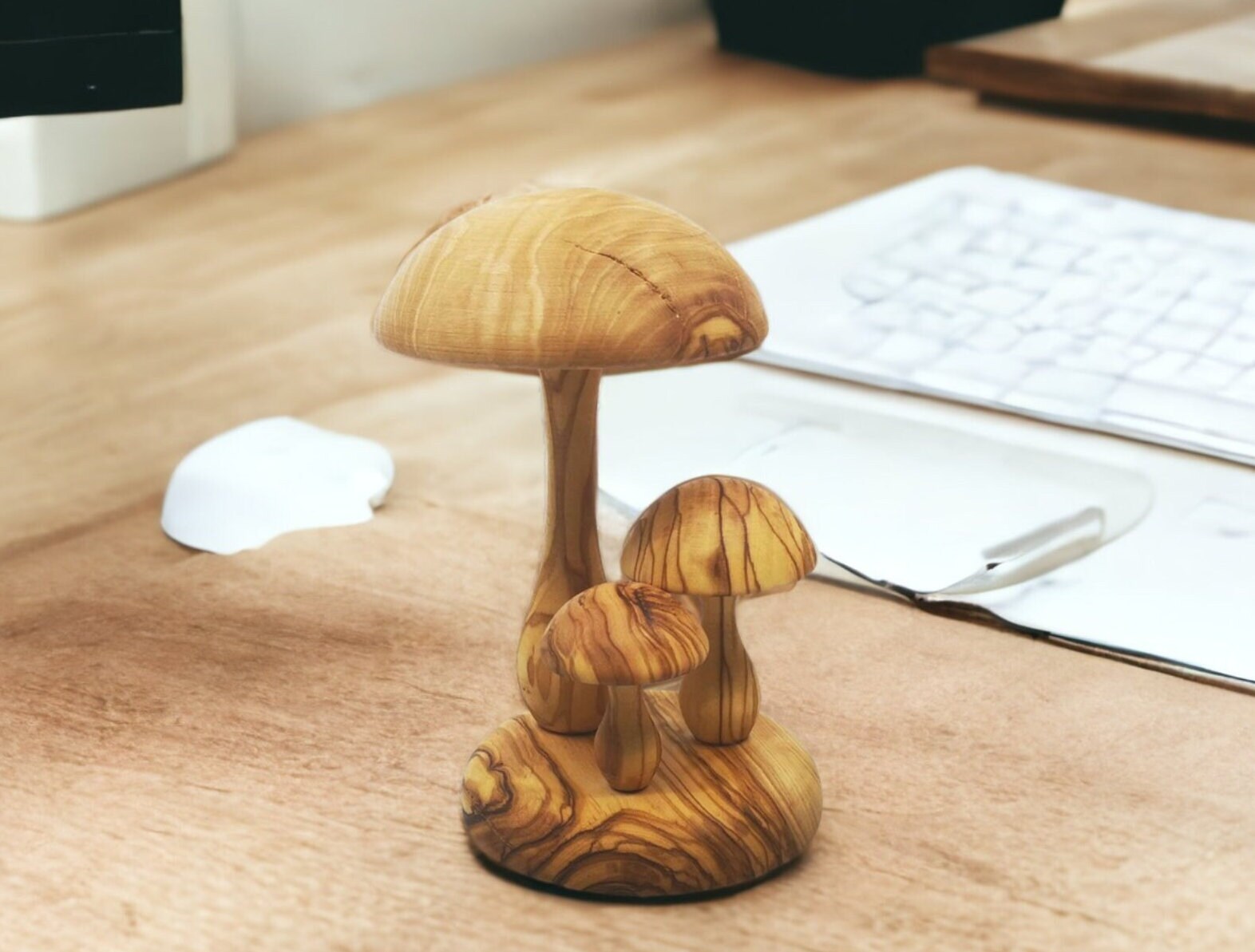 Olive Wood Mushroom Hand Carved Decor Table Decoration