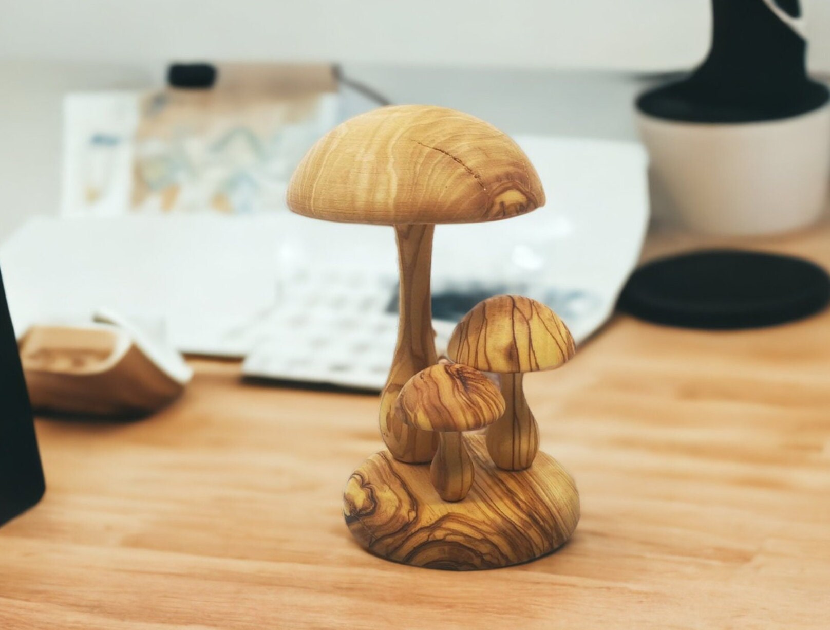 Olive Wood Mushroom Hand Carved Decor Table Decoration