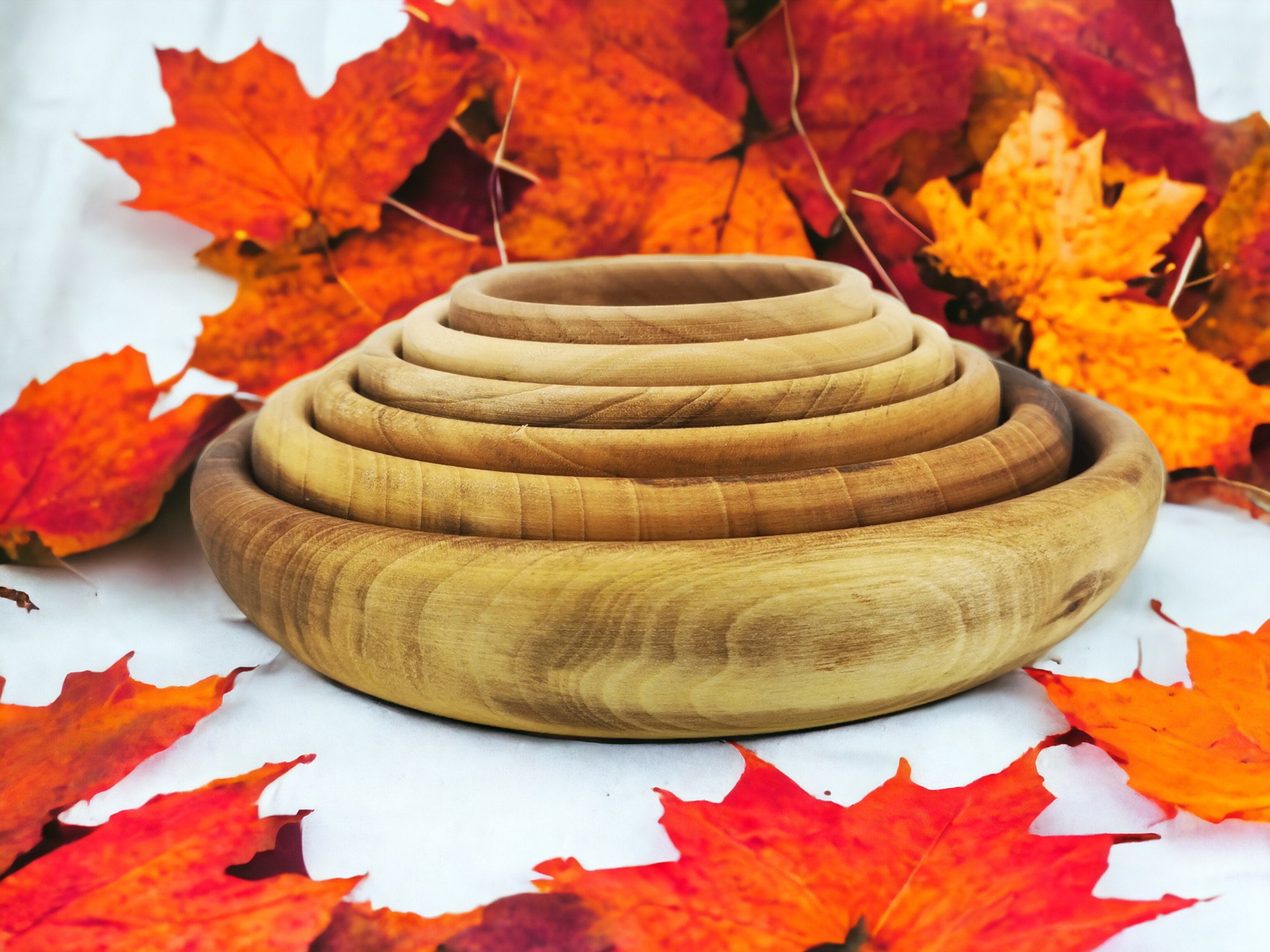 Personalized Set of 6 Hand Carved Walnut Wood Bowls,