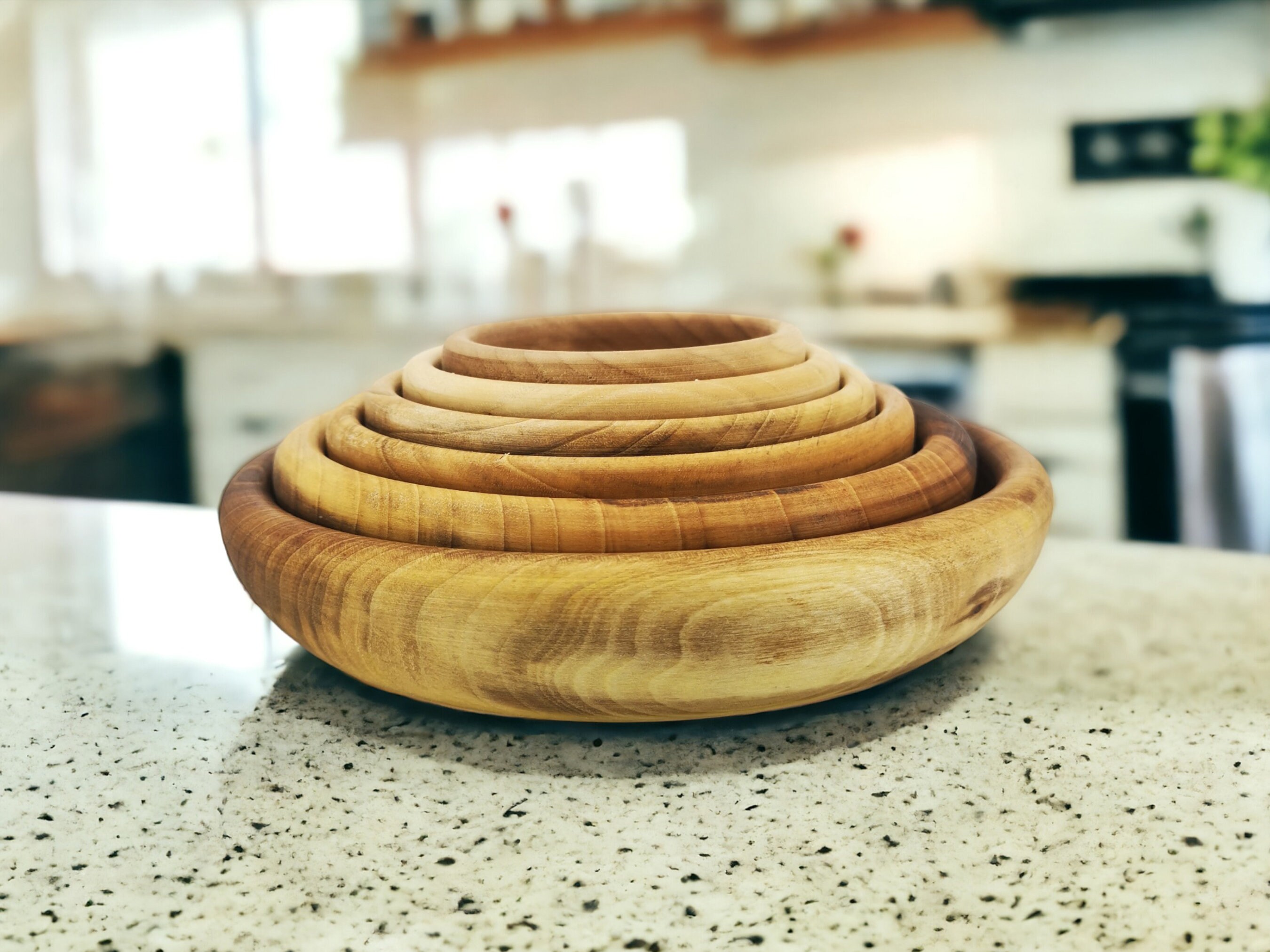 Personalized Set of 6 Hand Carved Walnut Wood Bowls,