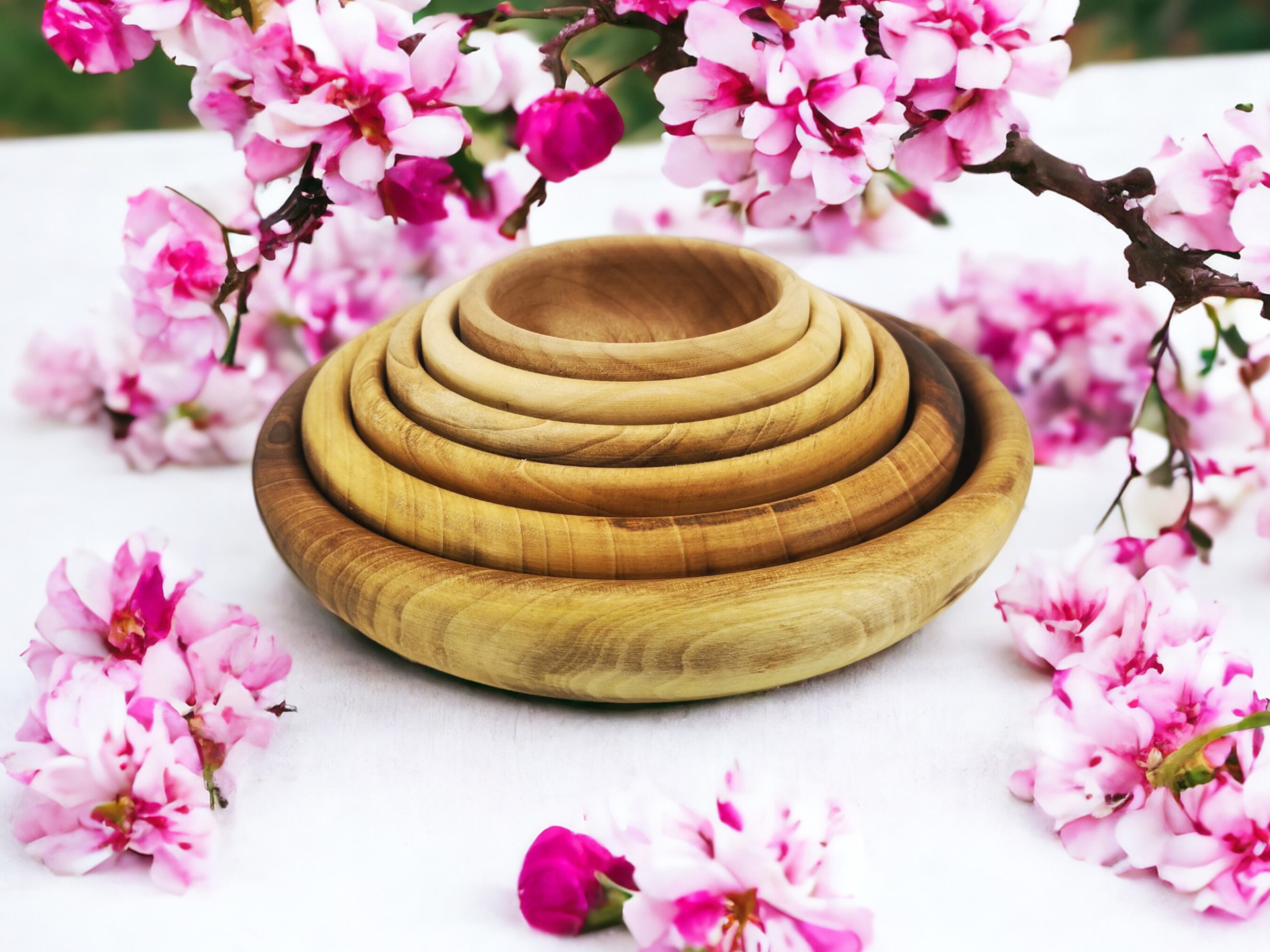 Personalized Set of 6 Hand Carved Walnut Wood Bowls,