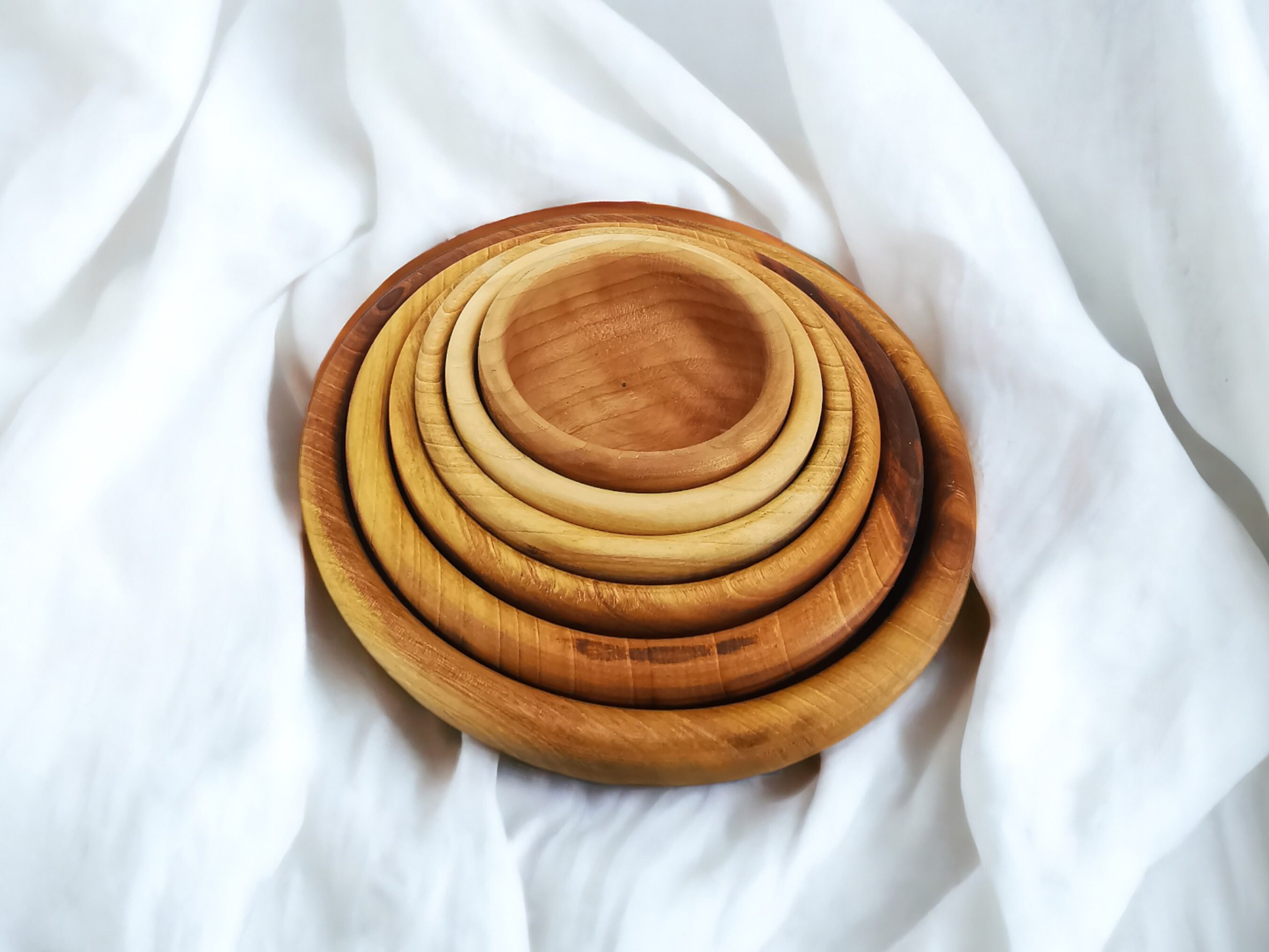 Personalized Set of 6 Hand Carved Walnut Wood Bowls,