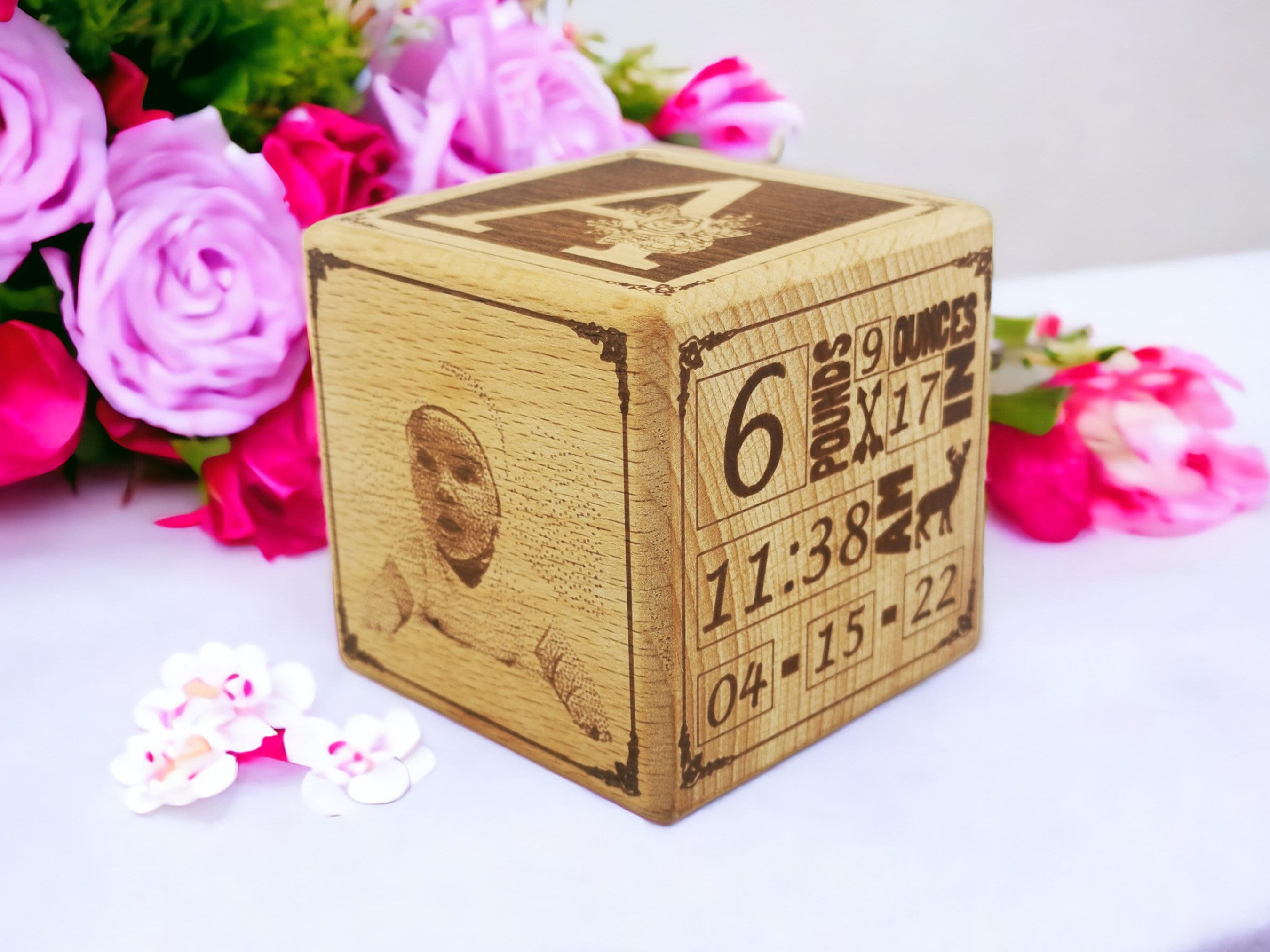 Personalized Baby Keepsake Cube With Photo