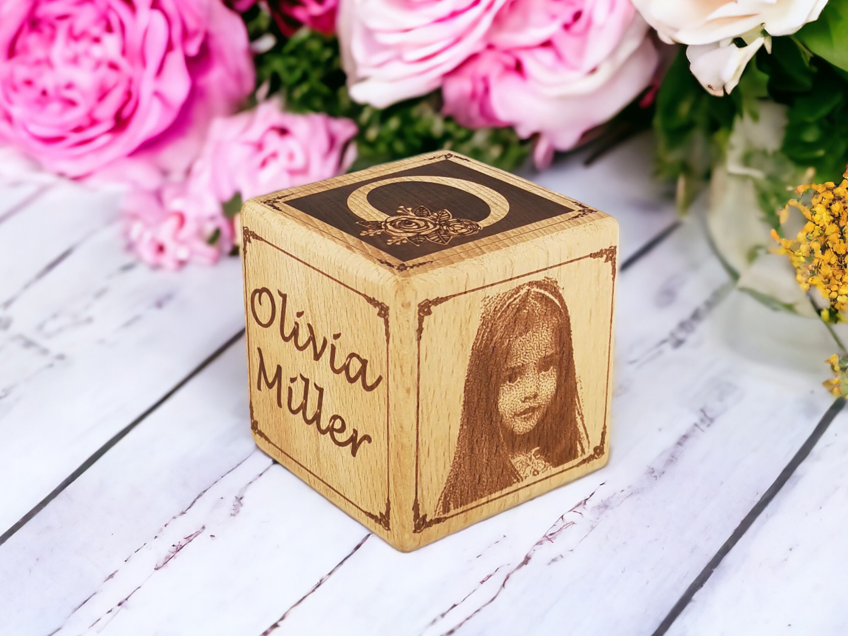 Custom Wooden Baby Block Gift with Photo 