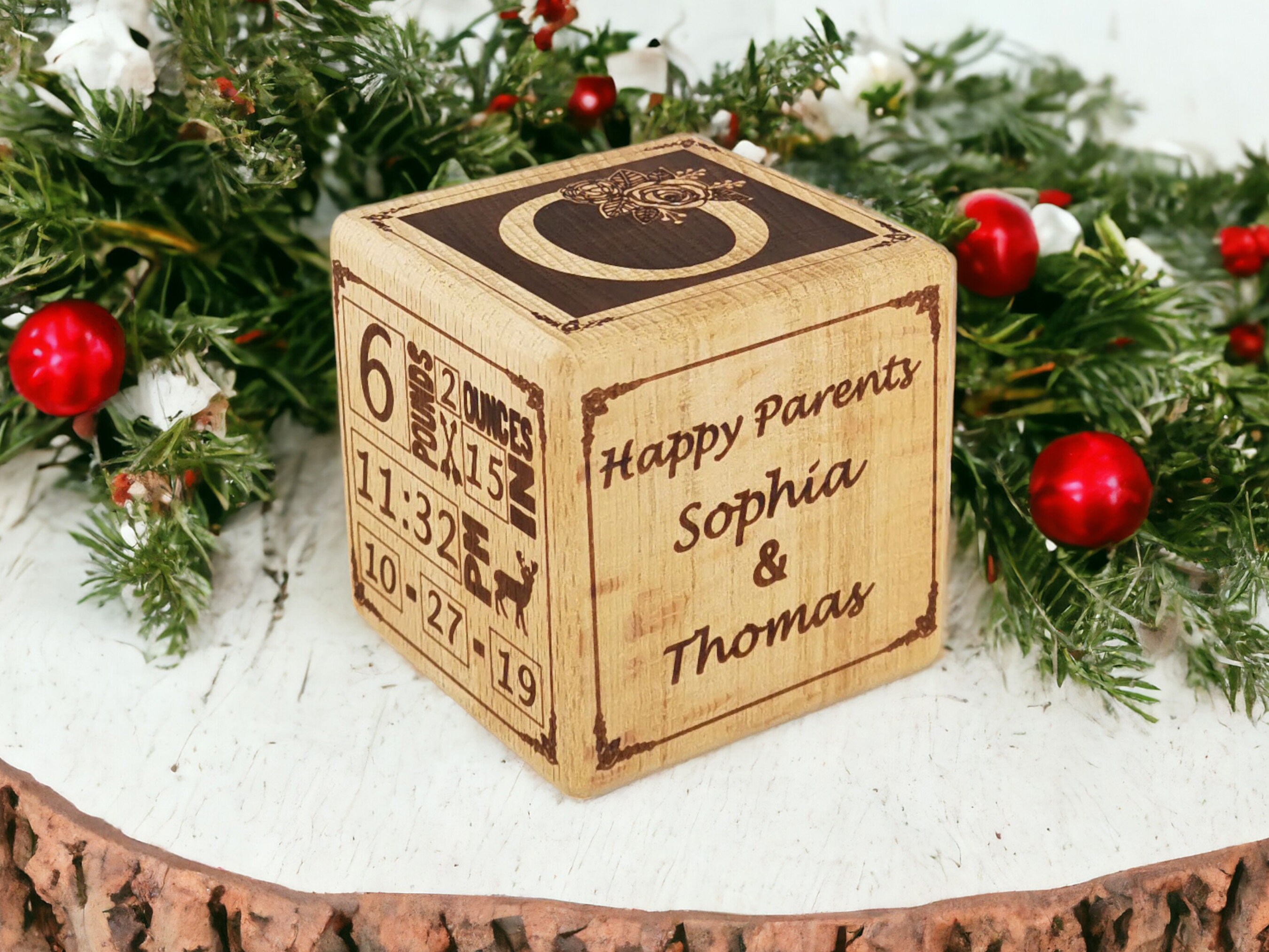 Custom Wooden Baby Block Gift with Photo 