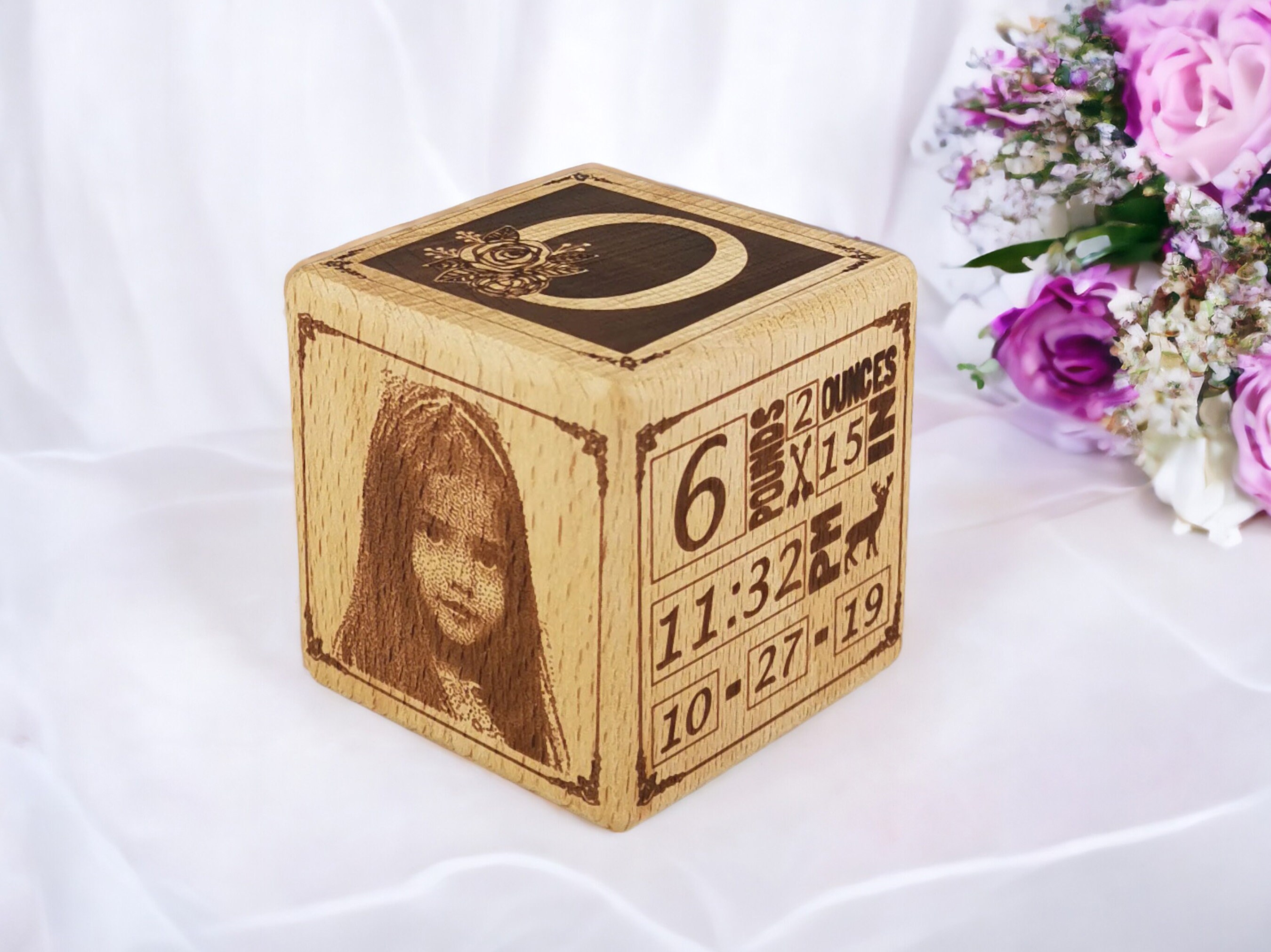 Custom Wooden Baby Block Gift with Photo 