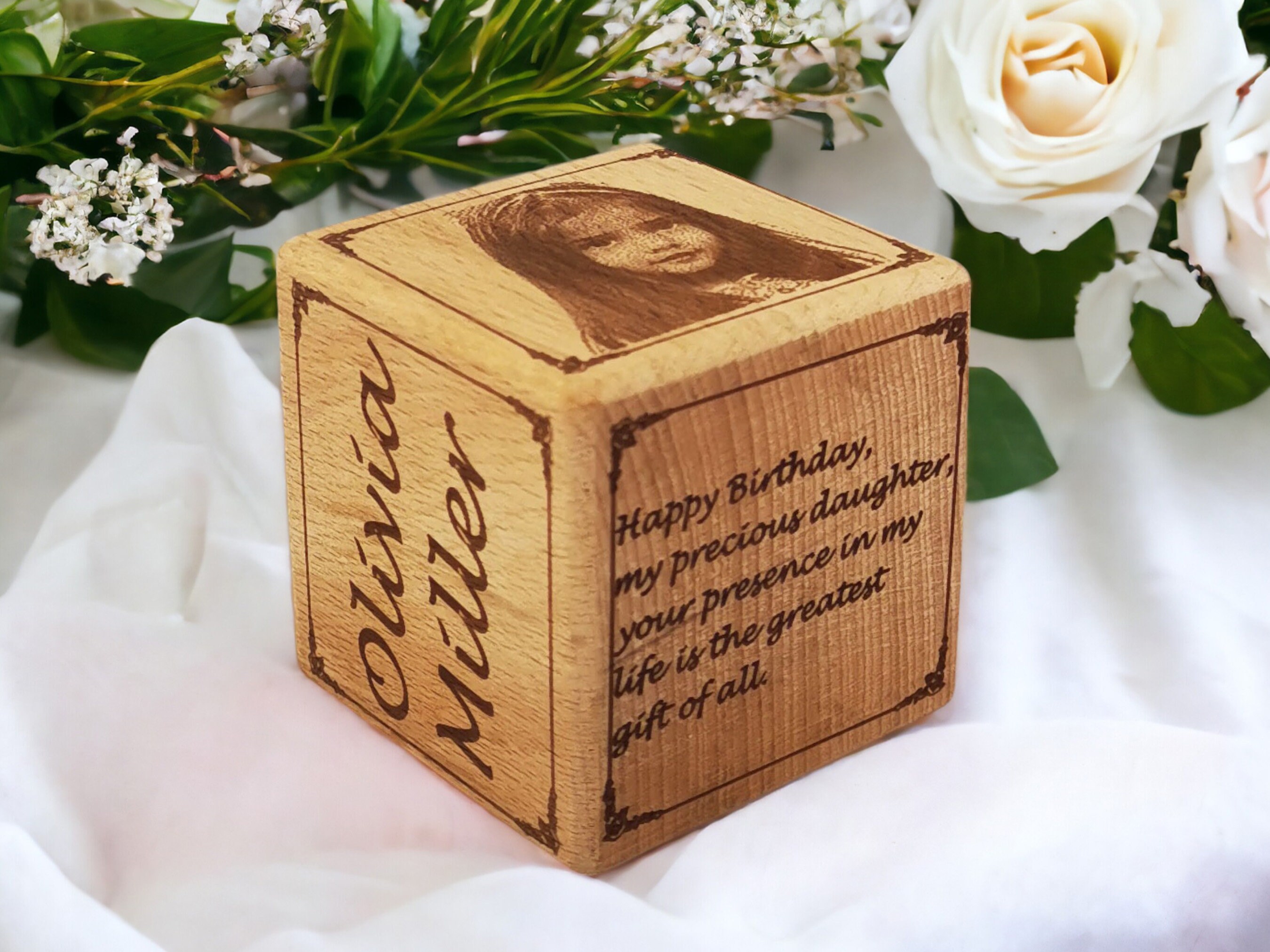 Custom Wooden Baby Block Gift with Photo 