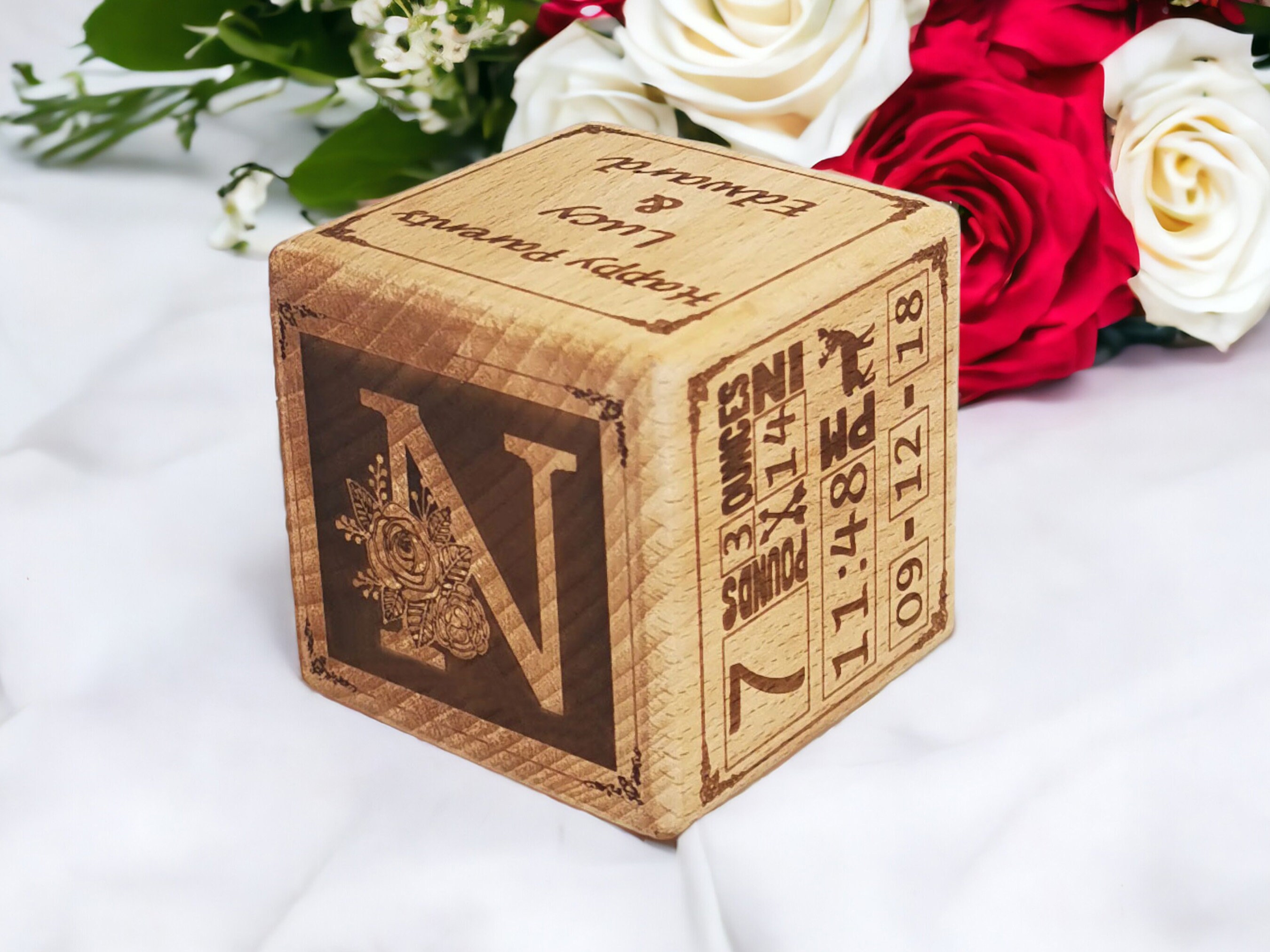 Newborn Baby Cube Gift Baby Birth Photo Block 