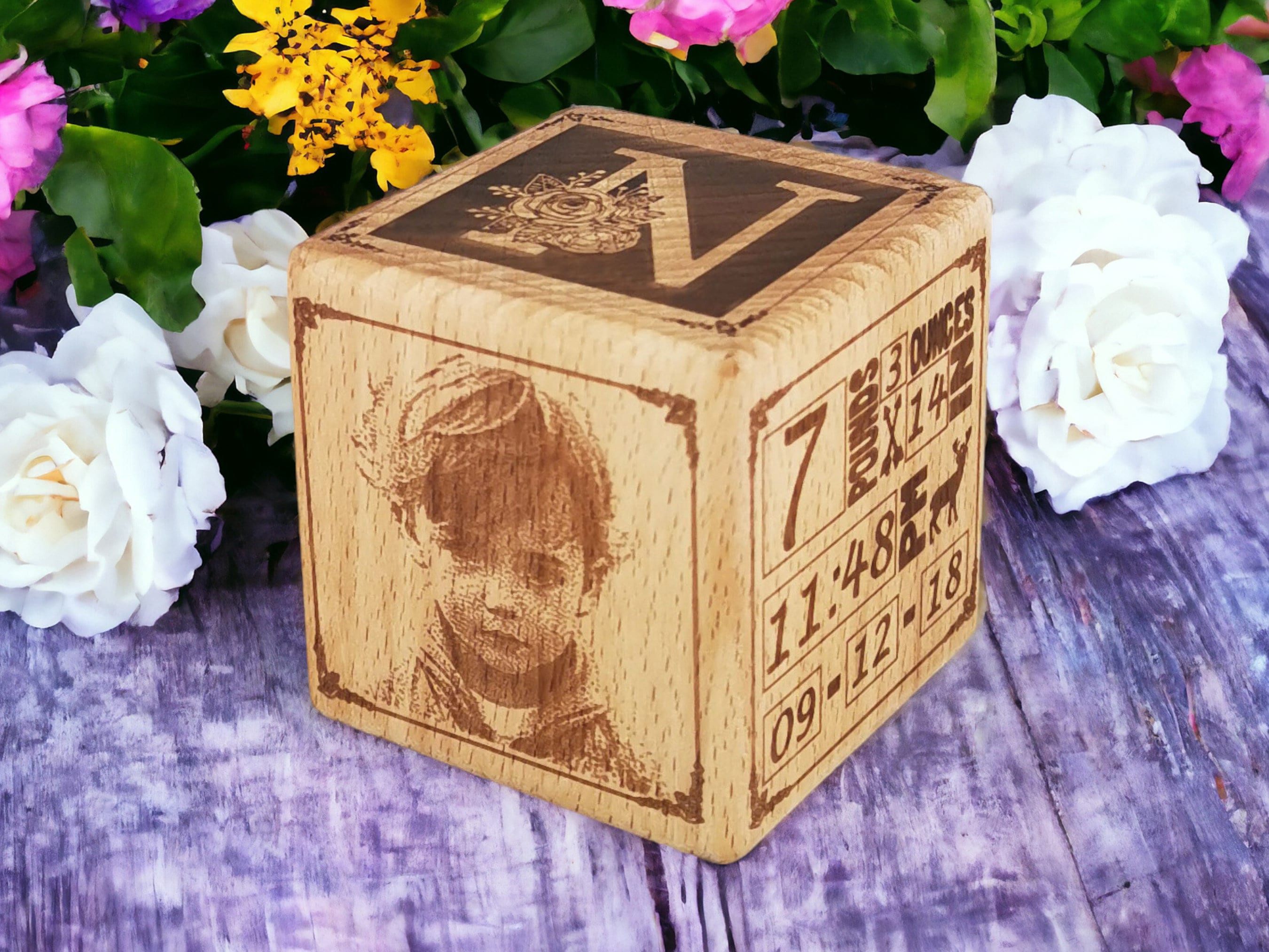 Newborn Baby Cube Gift Baby Birth Photo Block 