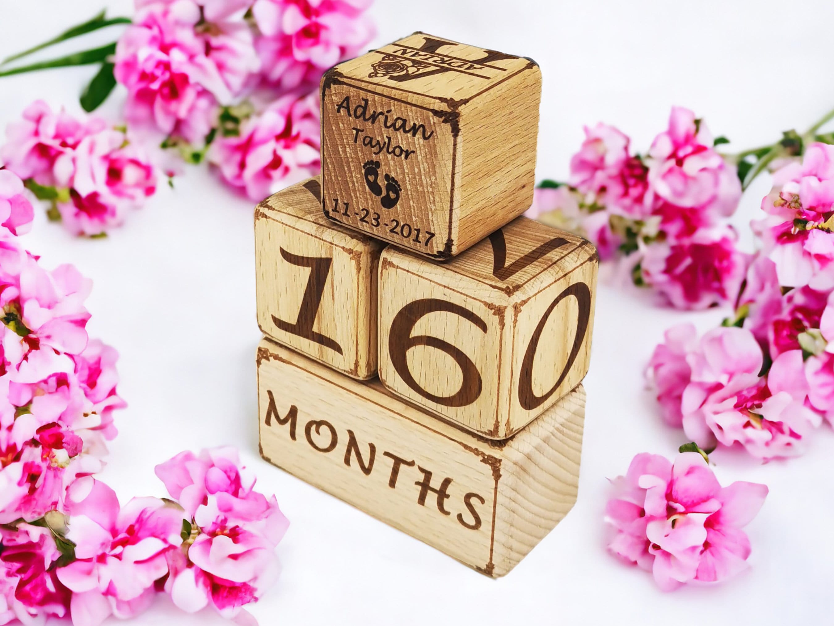 Personalized Photo Wooden Milestone Blocks 