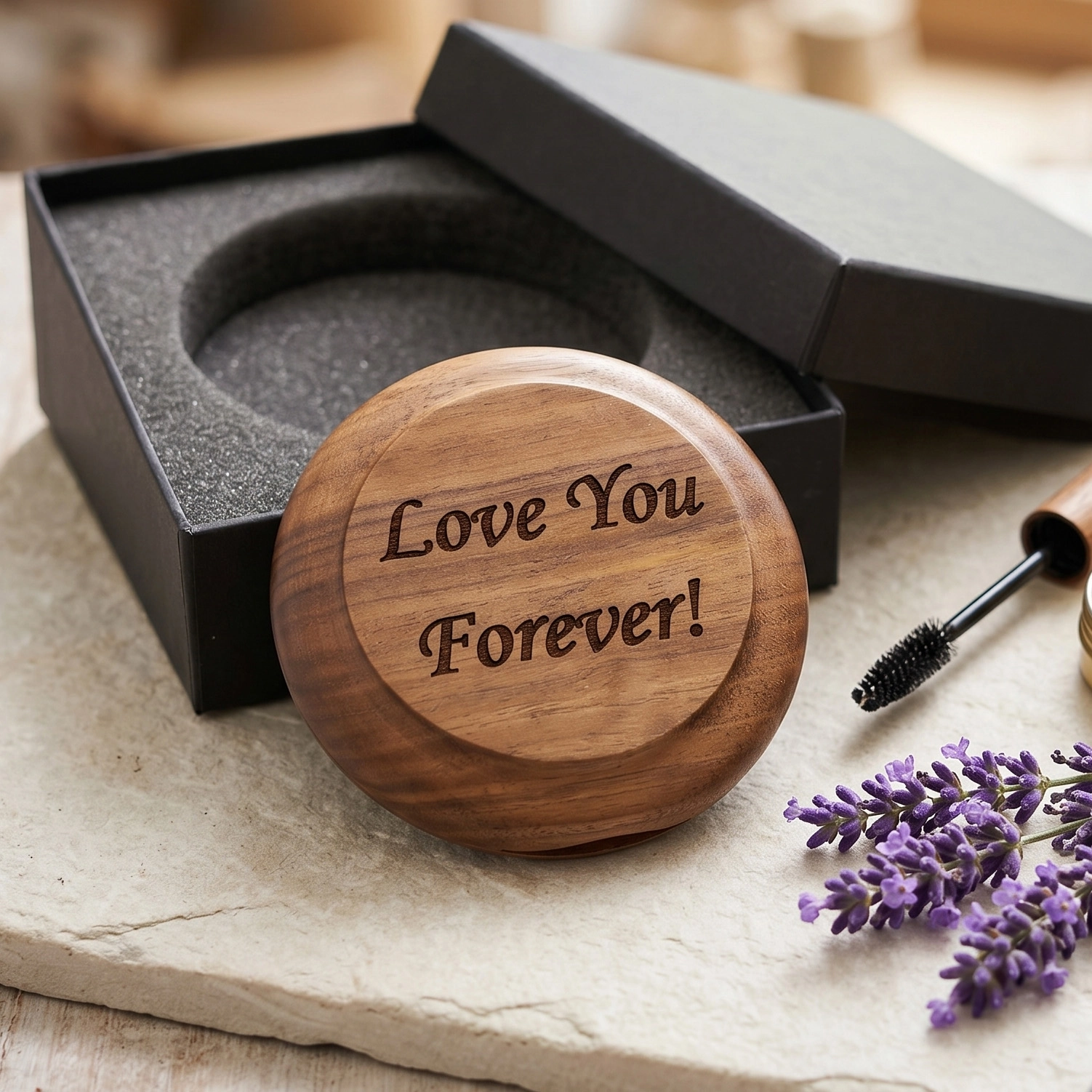 Personalized Hand Carved Walnut Pocket Mirror